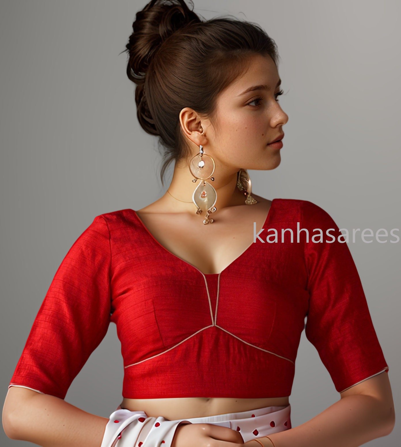 Red Raw Silk Saree Blouse – Custom Made to Measure