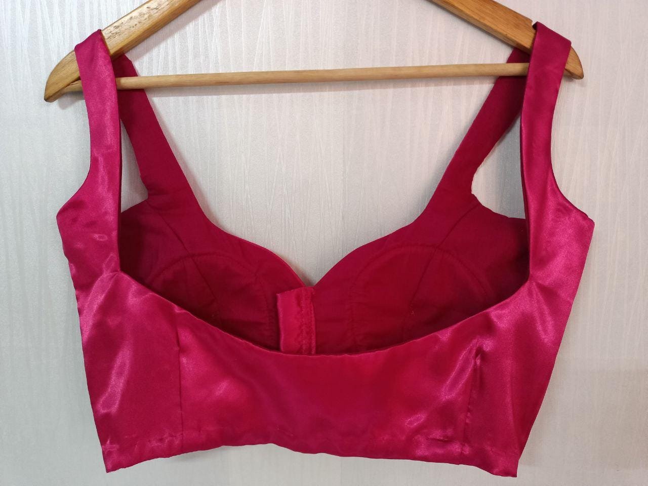 Hot Pink Satin Saree Blouse – Custom Made to Measure - Image 4