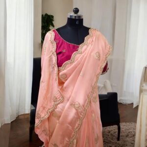 Banarasi Silk Saree with Zari & Pearl Work for Wedding Guests