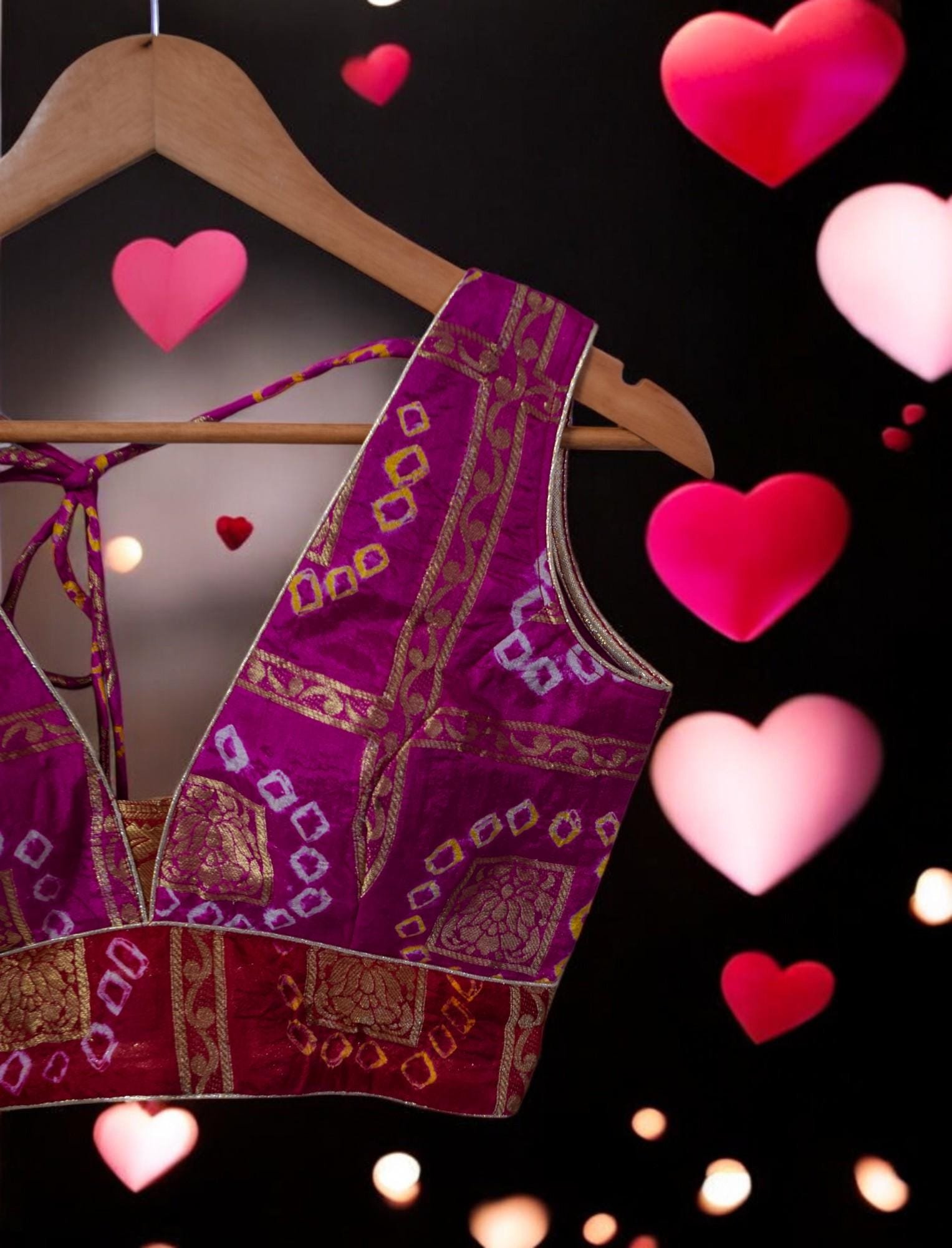 Red Brocade Embroidered Saree Blouse (Design 2) – Custom Made to Measure - Image 3