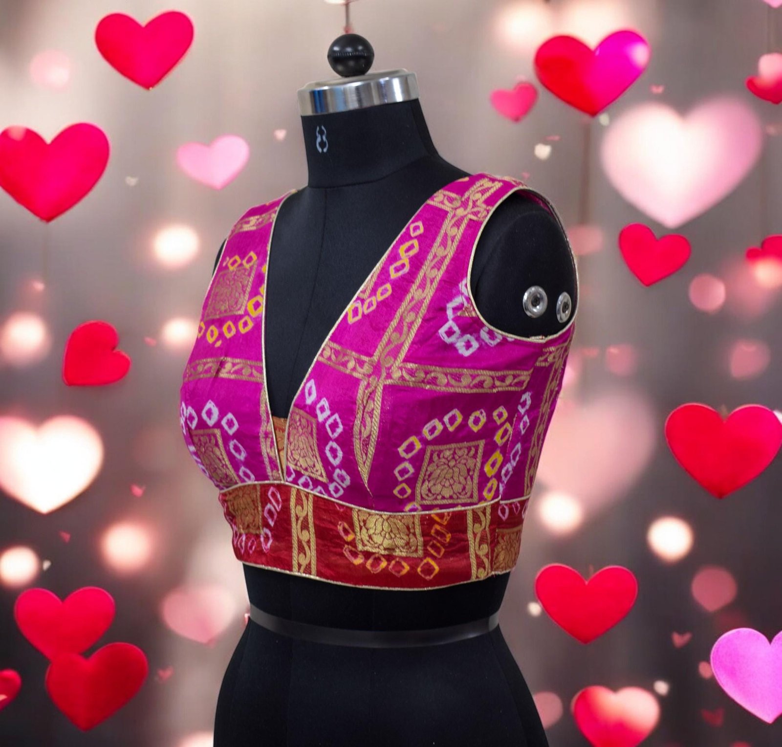 Red Brocade Embroidered Saree Blouse (Design 2) – Custom Made to Measure - Image 9