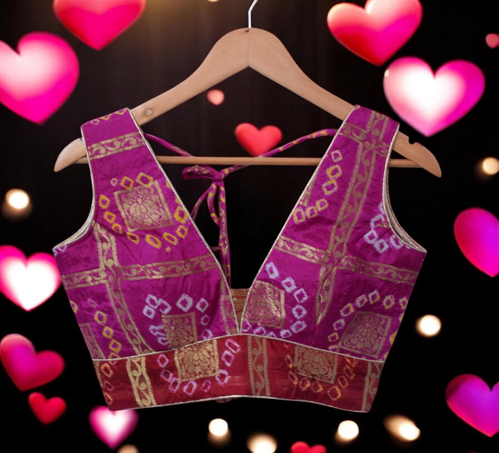 Red Brocade Embroidered Saree Blouse (Design 2) – Custom Made to Measure