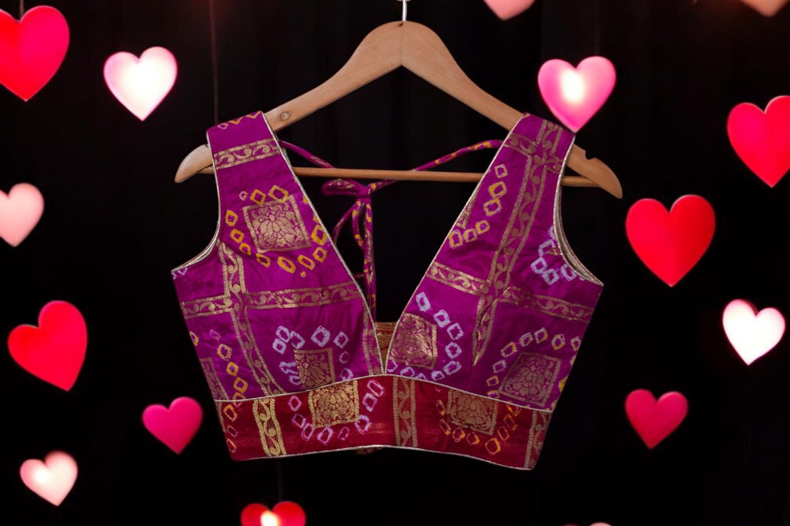 Red Brocade Embroidered Saree Blouse (Design 2) – Custom Made to Measure - Image 2