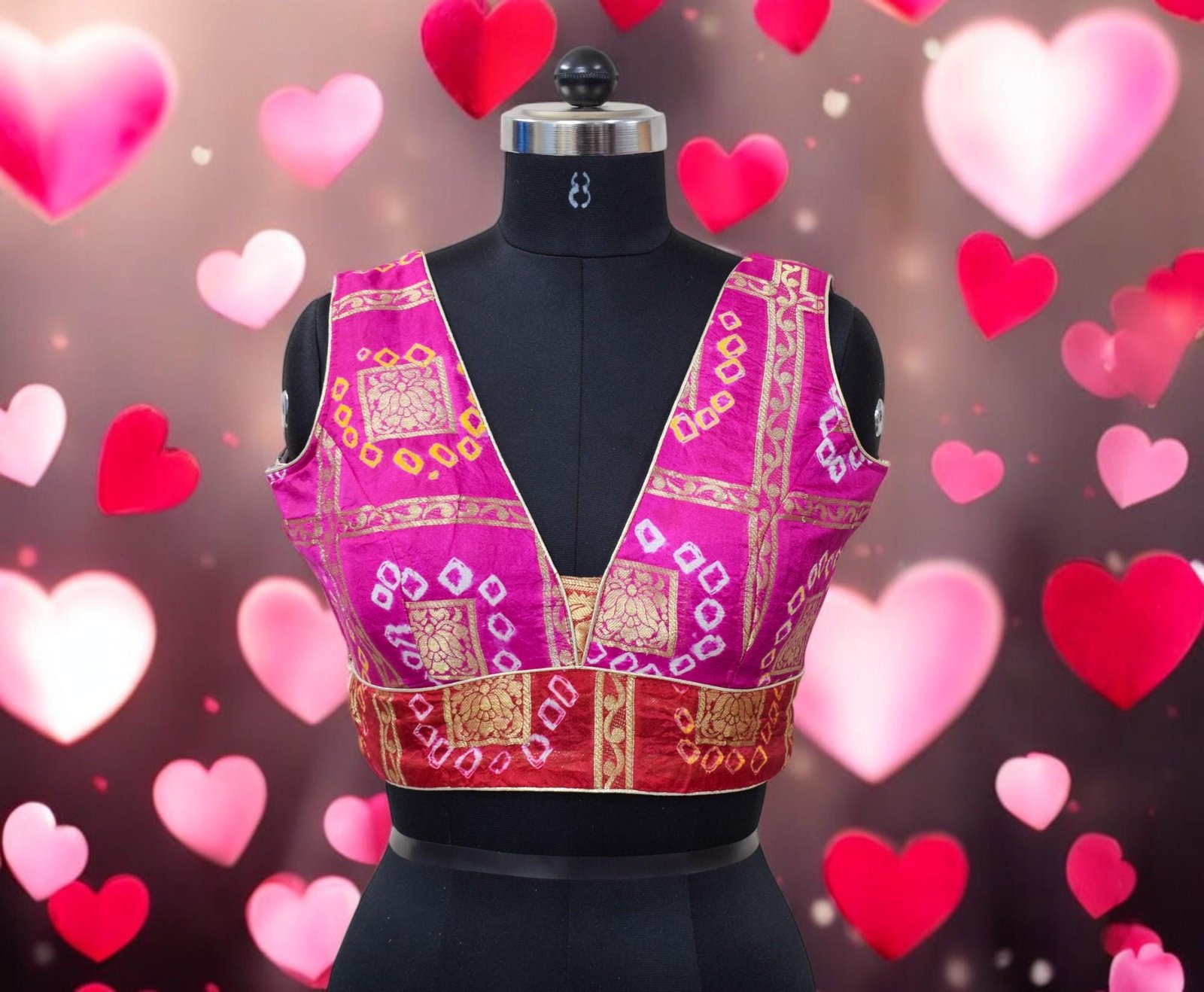 Red Brocade Embroidered Saree Blouse (Design 2) – Custom Made to Measure - Image 6