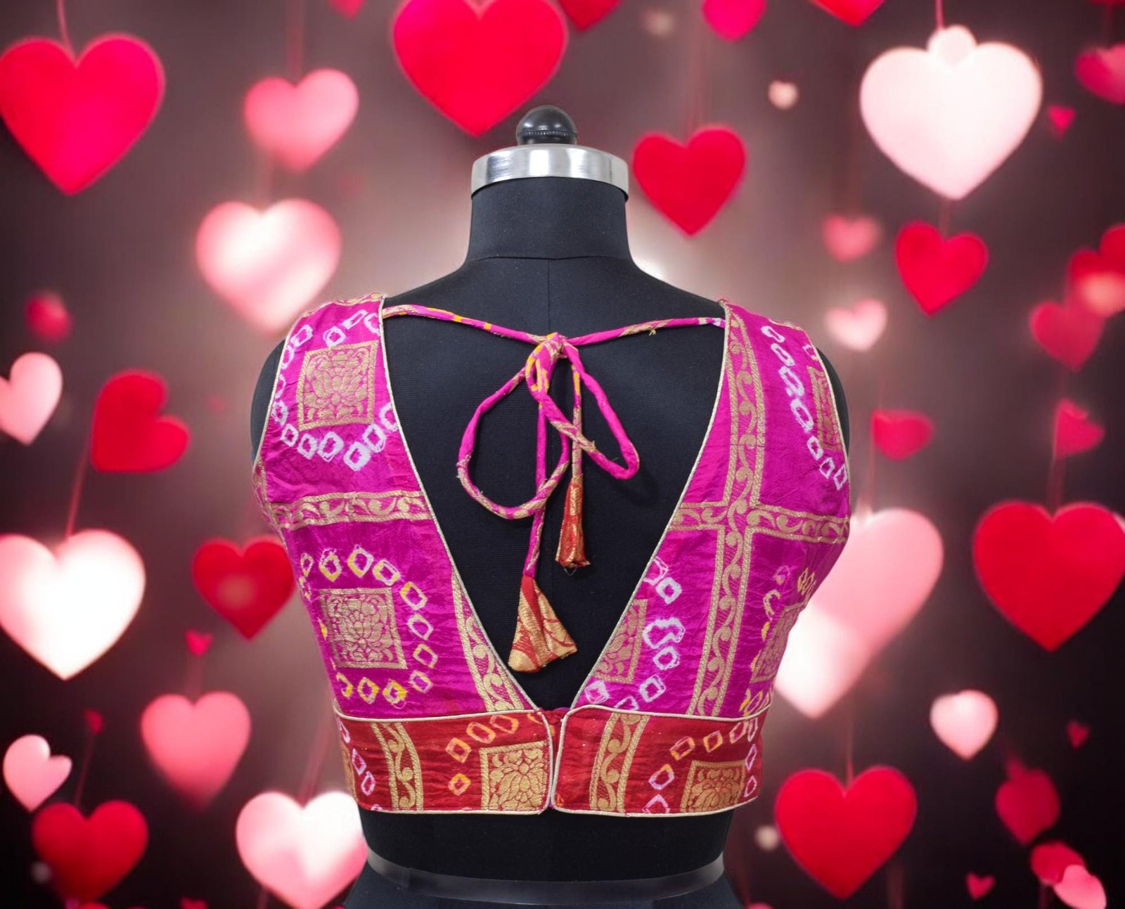 Red Brocade Embroidered Saree Blouse (Design 2) – Custom Made to Measure - Image 8