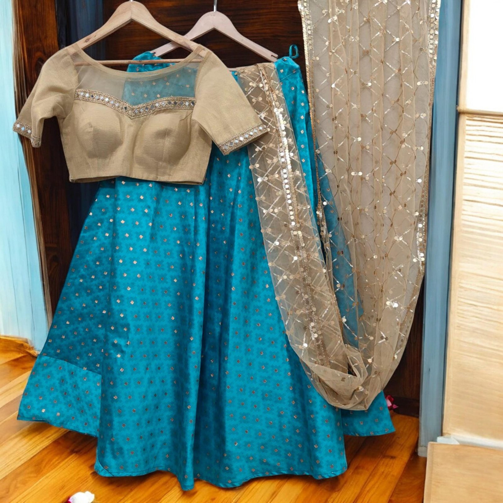 Golden Brocade Lehenga Choli – Custom Made to Measure - Image 6
