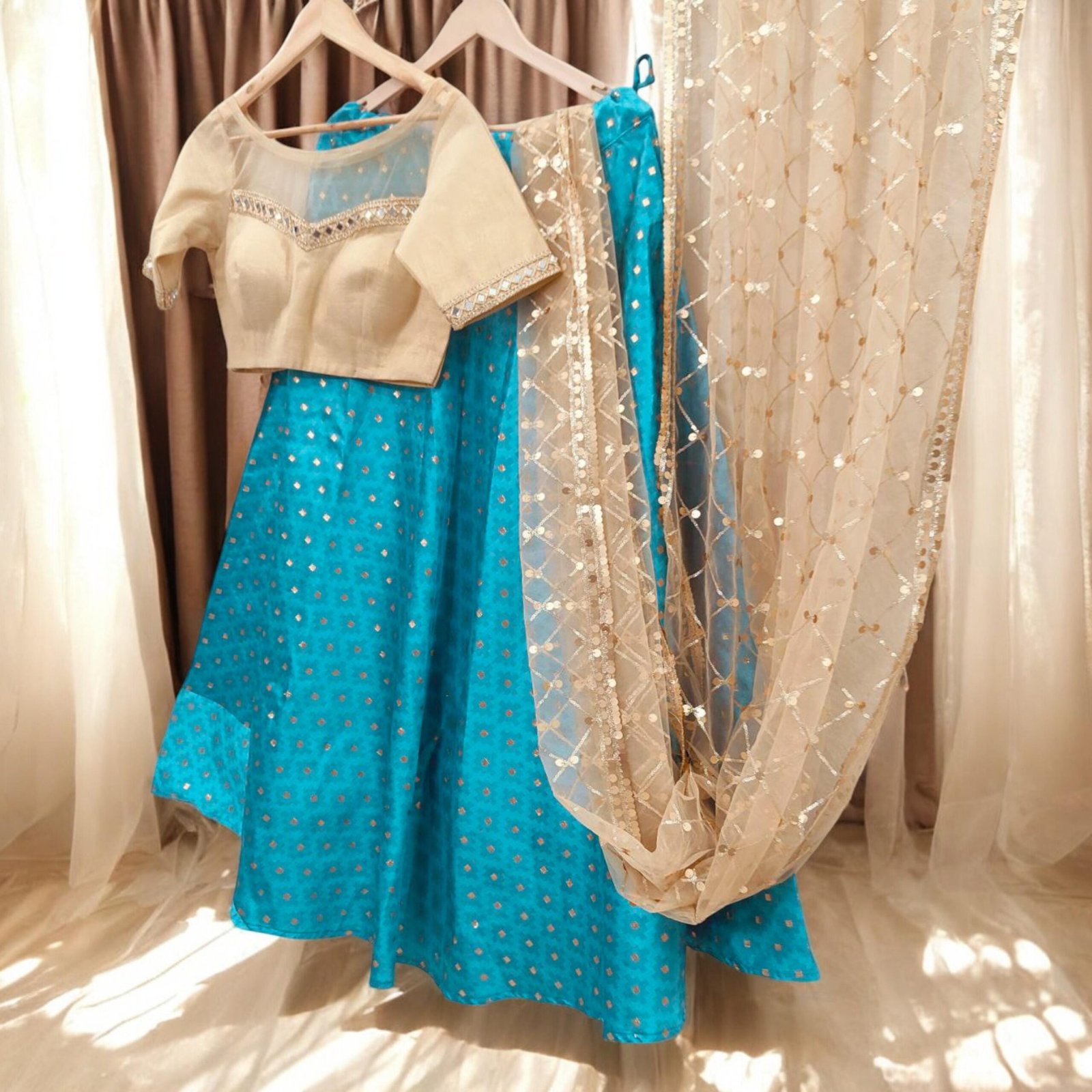 Golden Brocade Lehenga Choli – Custom Made to Measure - Image 2