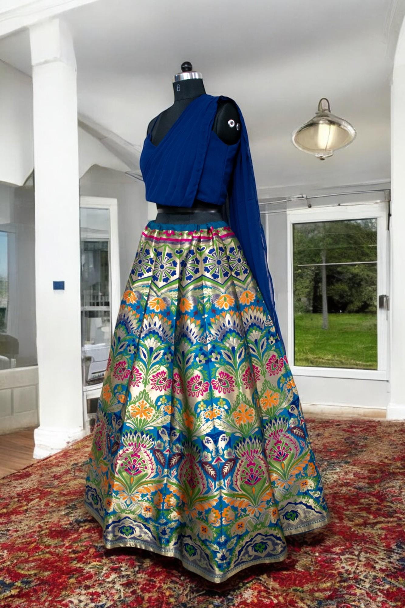 Golden Banarasi Embroidered Lehenga Choli – Custom Made to Measure - Image 4
