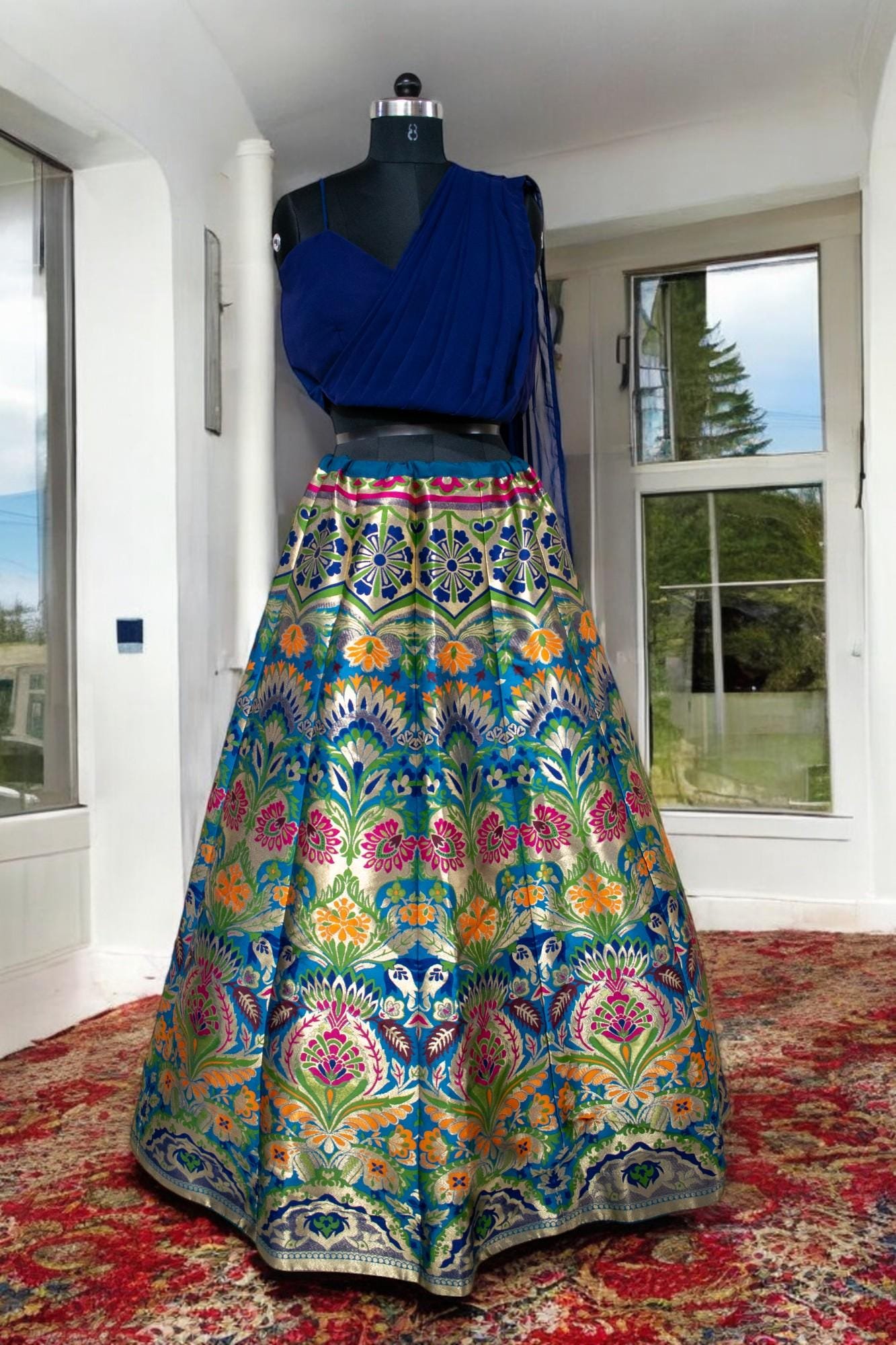 Golden Banarasi Embroidered Lehenga Choli – Custom Made to Measure - Image 2