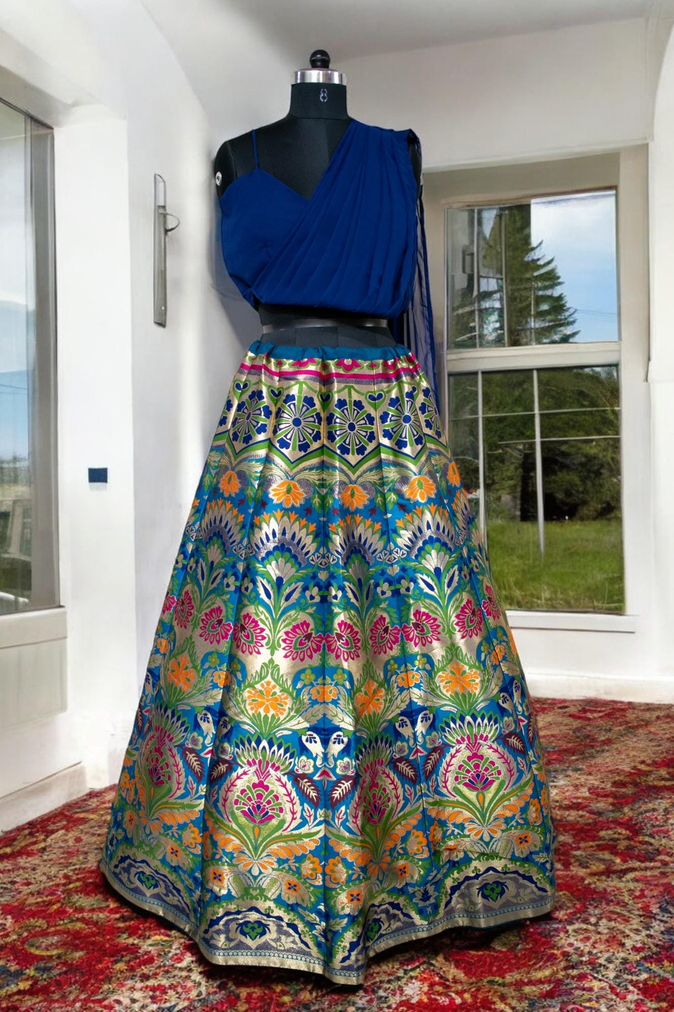 Golden Banarasi Embroidered Lehenga Choli – Custom Made to Measure - Image 3
