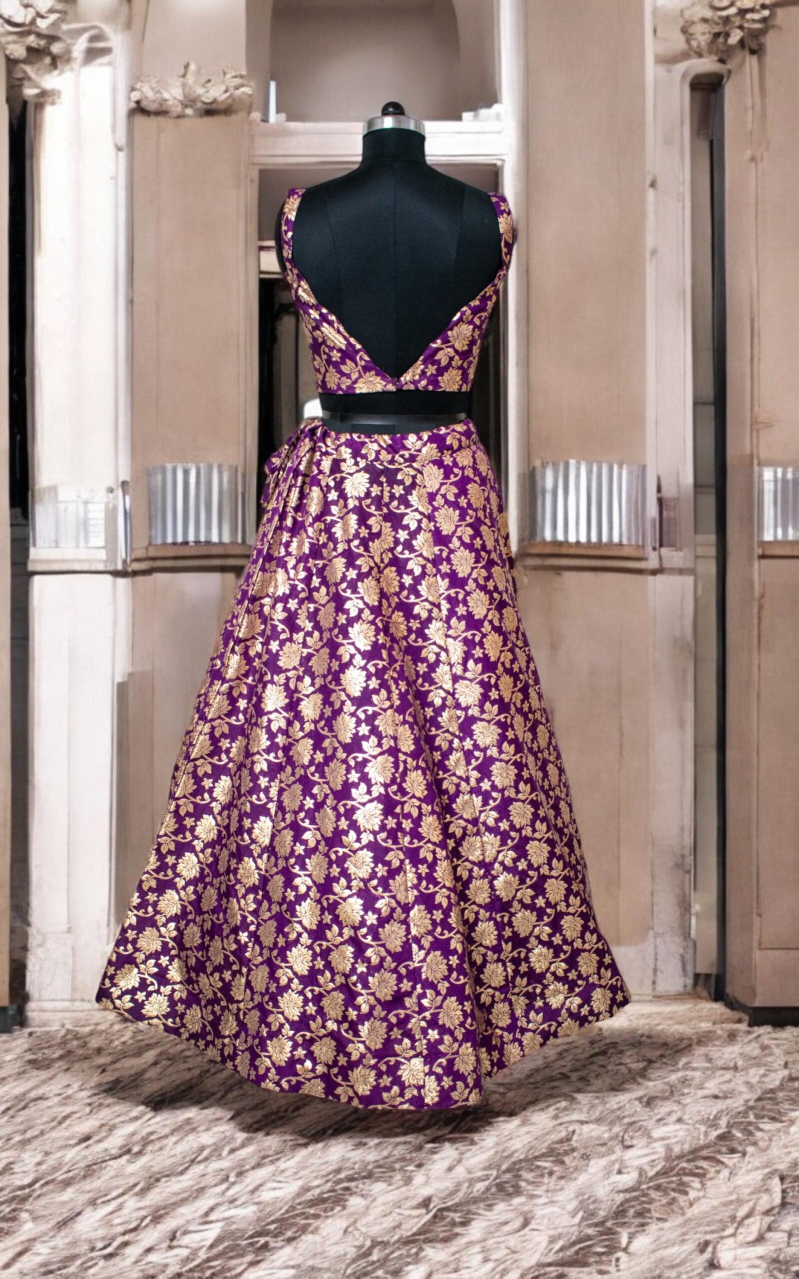 Purple Georgette Embroidery Lehenga Choli – Custom Made to Measure - Image 3