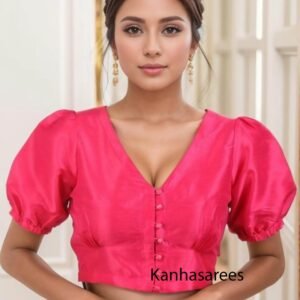 Plus Size Raw Silk Pink Saree Blouse – Custom Choli Top