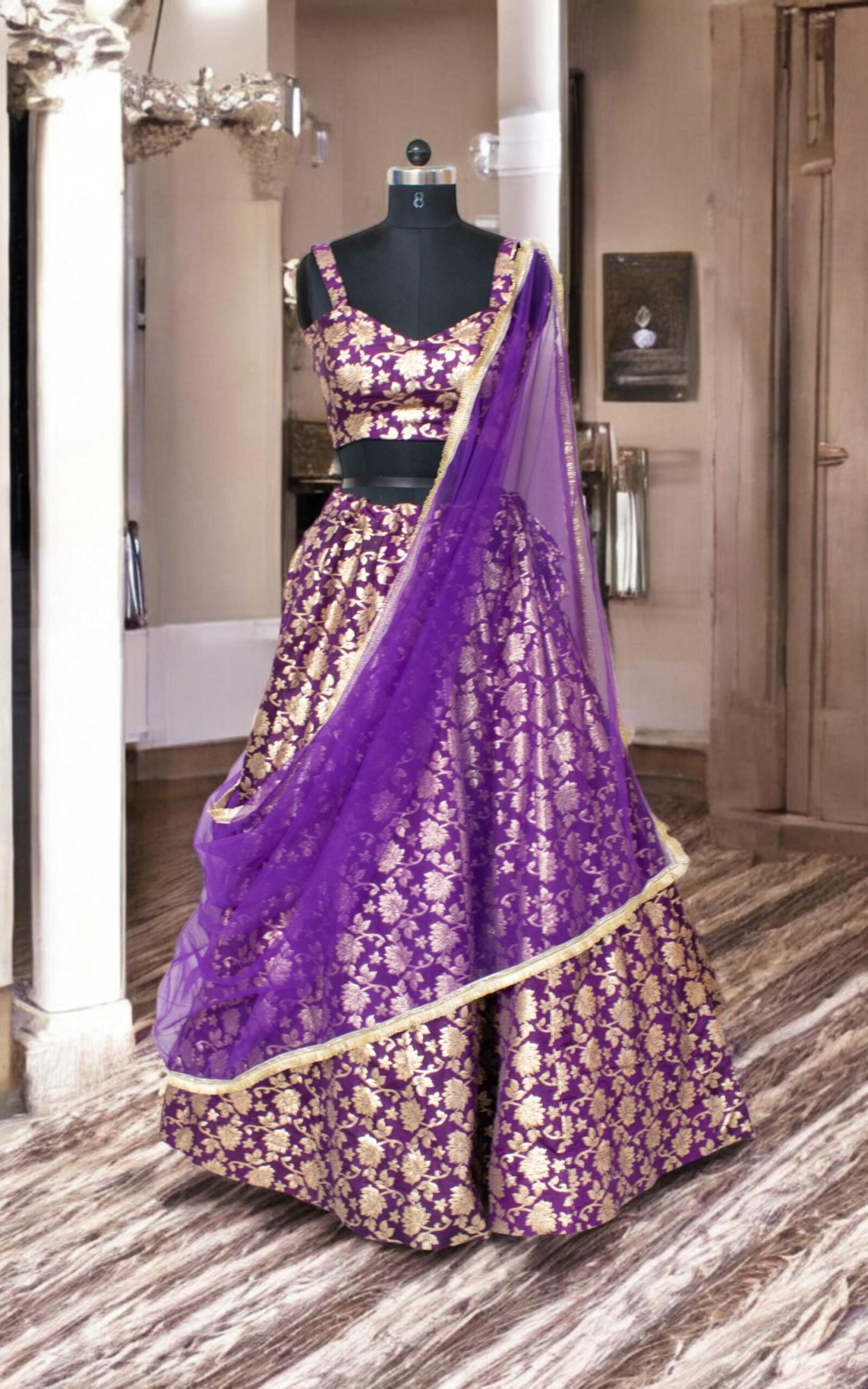 Purple Georgette Embroidery Lehenga Choli – Custom Made to Measure - Image 2