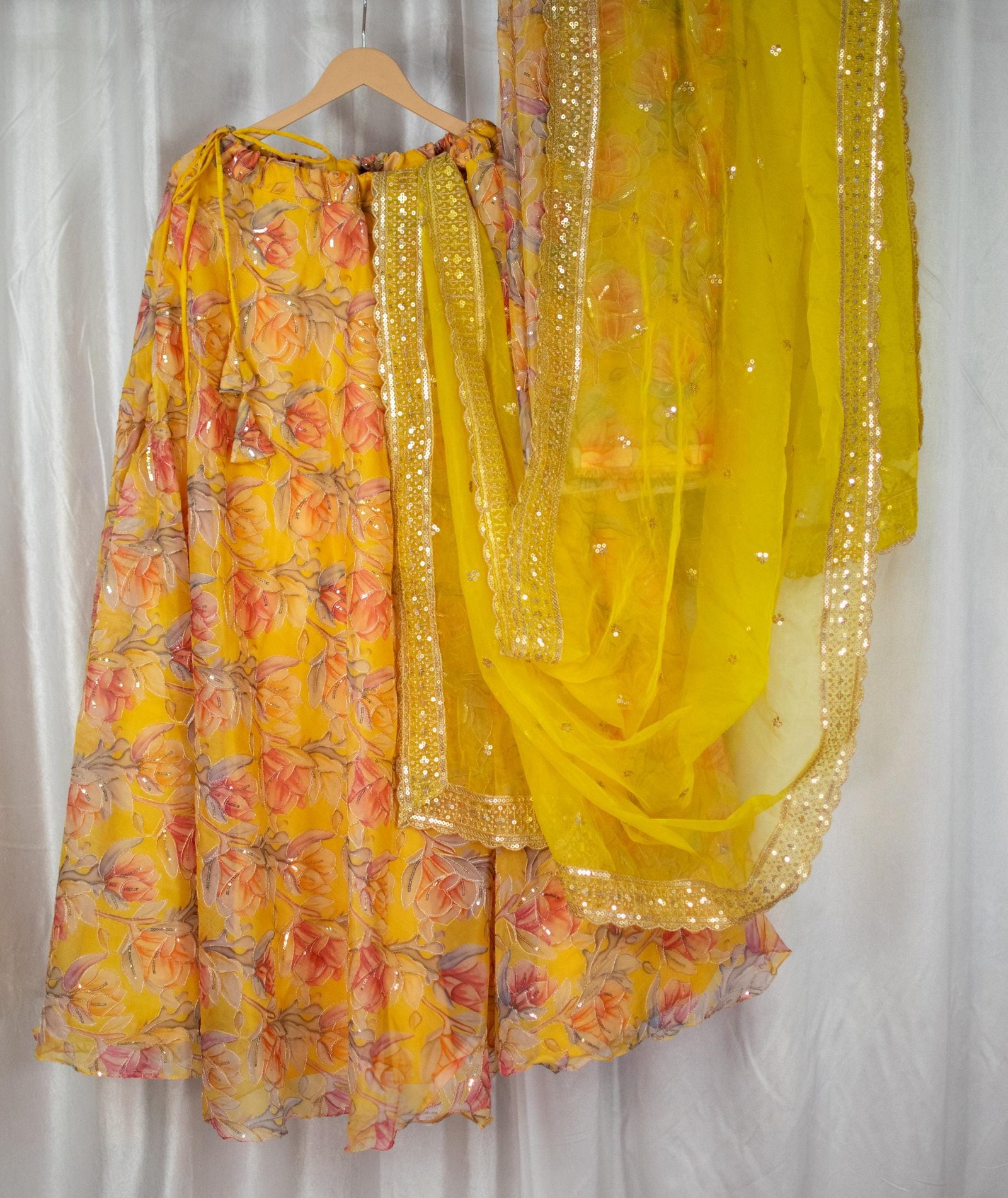 Yellow Organza Embroidered Lehenga Choli – Custom Made to Measure - Image 4