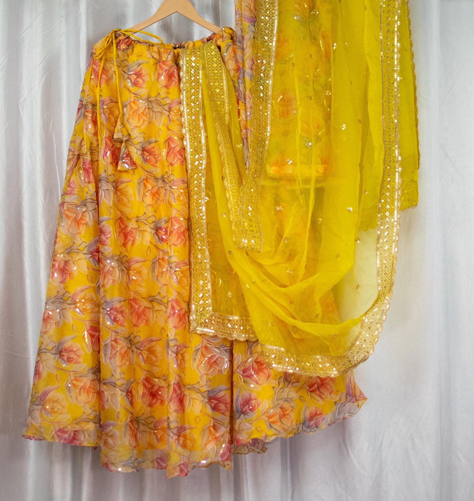 Yellow Organza Embroidered Lehenga Choli – Custom Made to Measure
