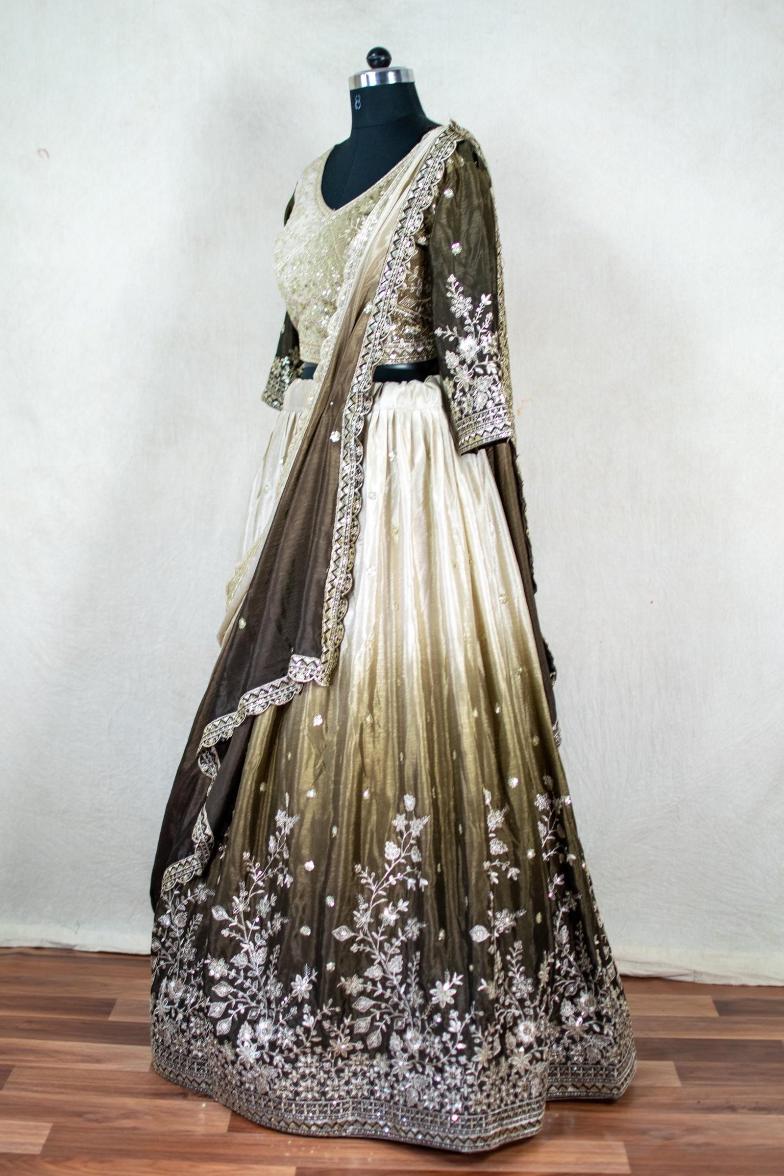 Cream Silk Embroidered Lehenga Choli – Custom Made to Measure - Image 5
