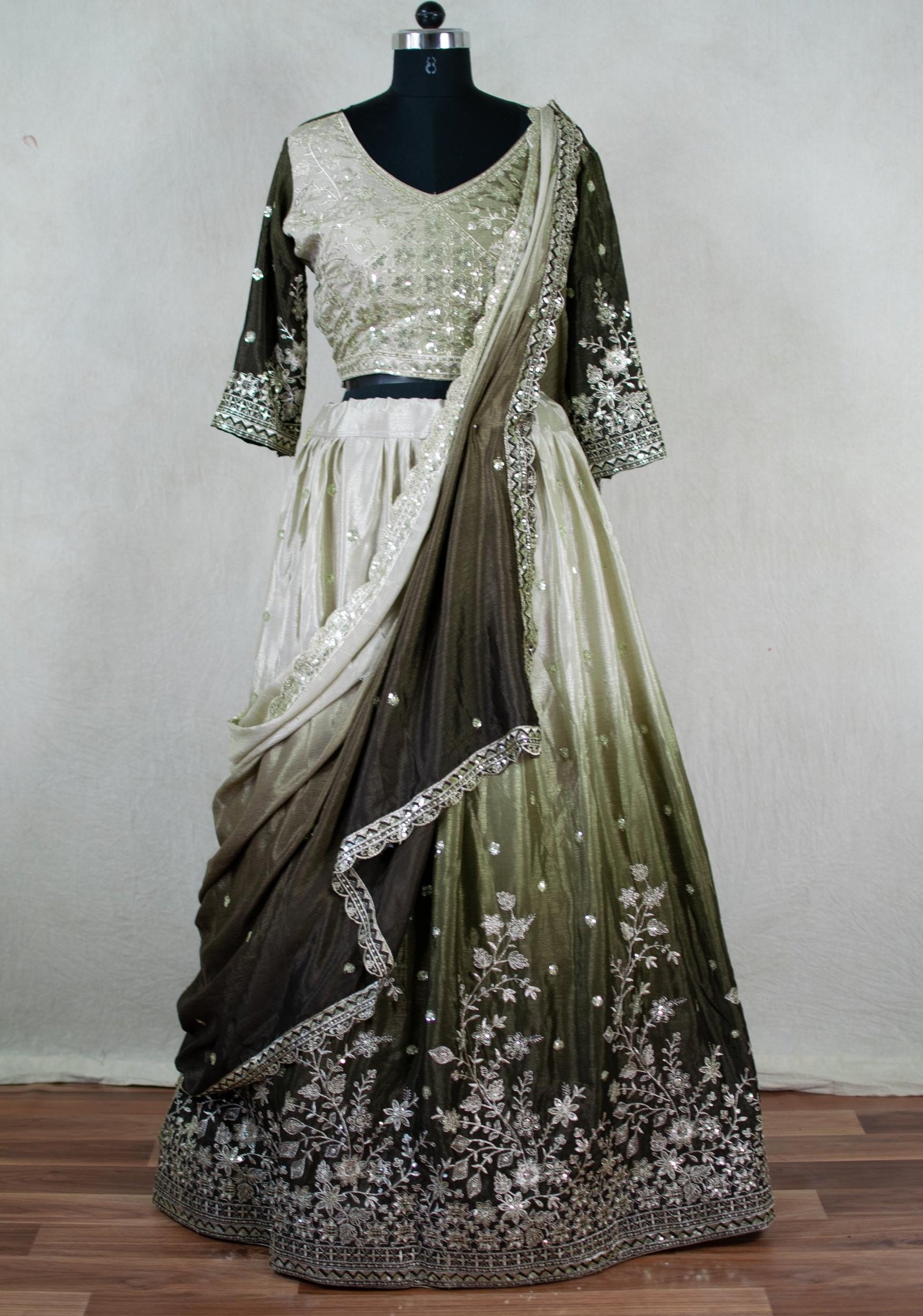 Cream Silk Embroidered Lehenga Choli – Custom Made to Measure - Image 2