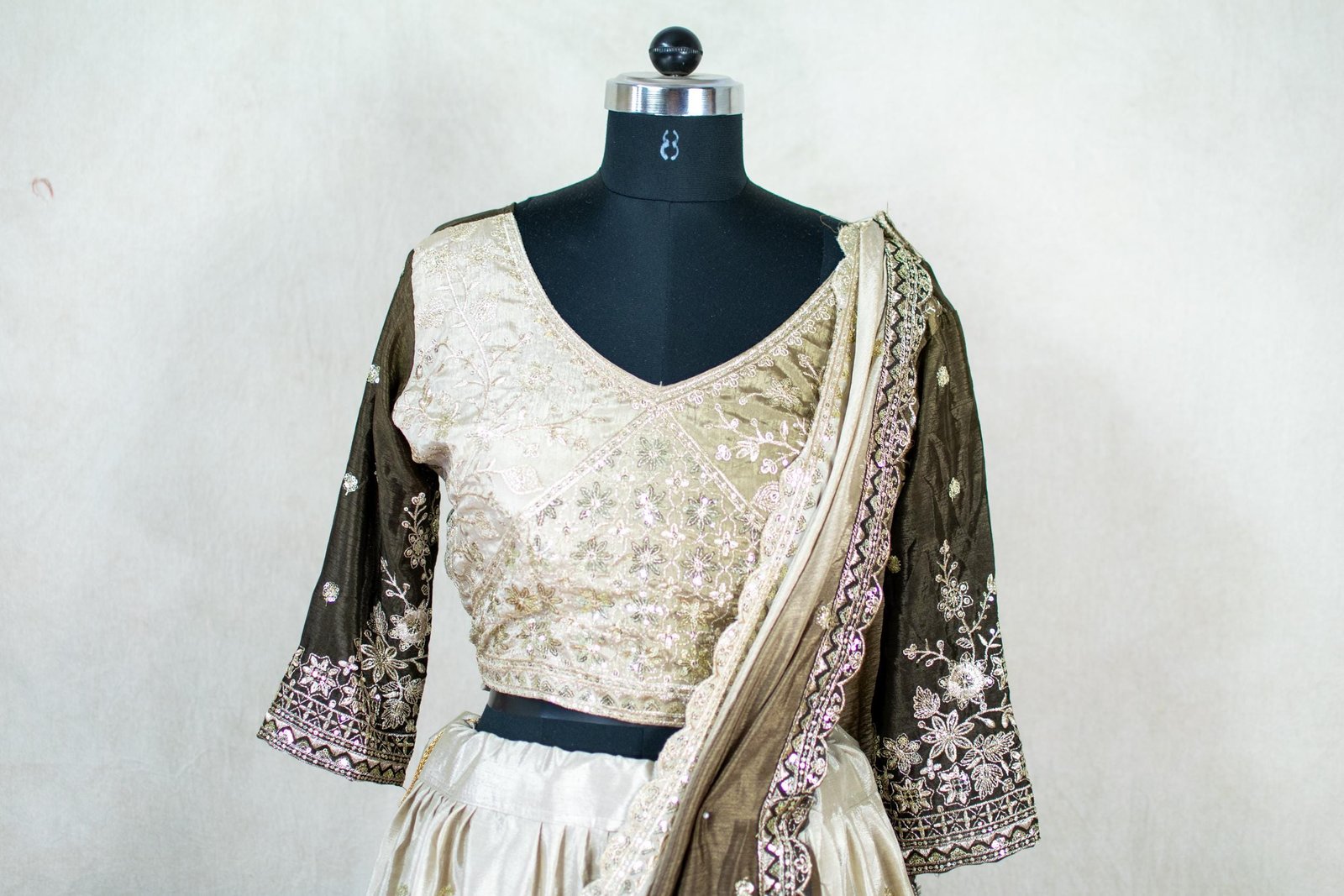 Cream Silk Embroidered Lehenga Choli – Custom Made to Measure - Image 4