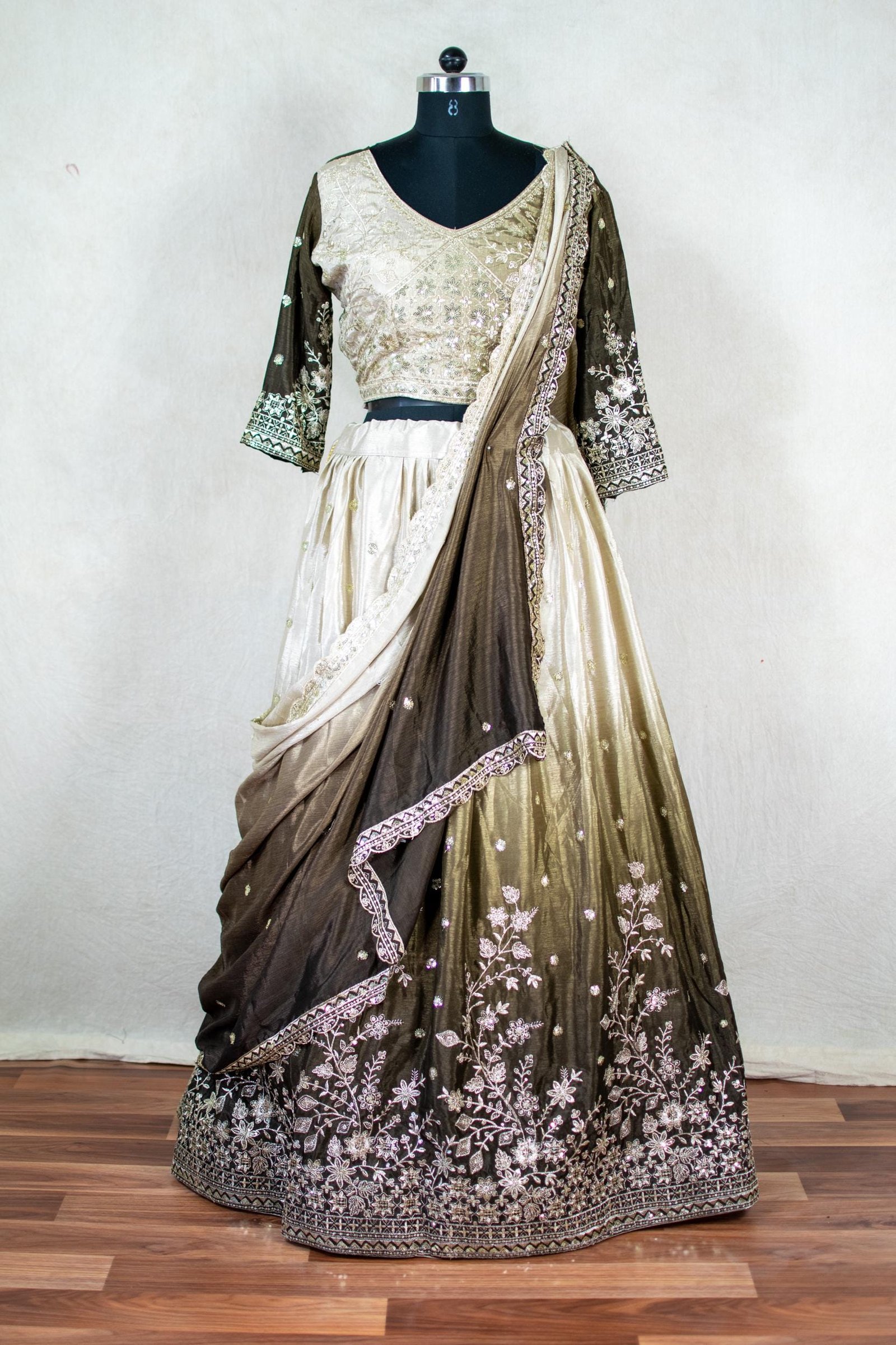 Cream Silk Embroidered Lehenga Choli – Custom Made to Measure - Image 3