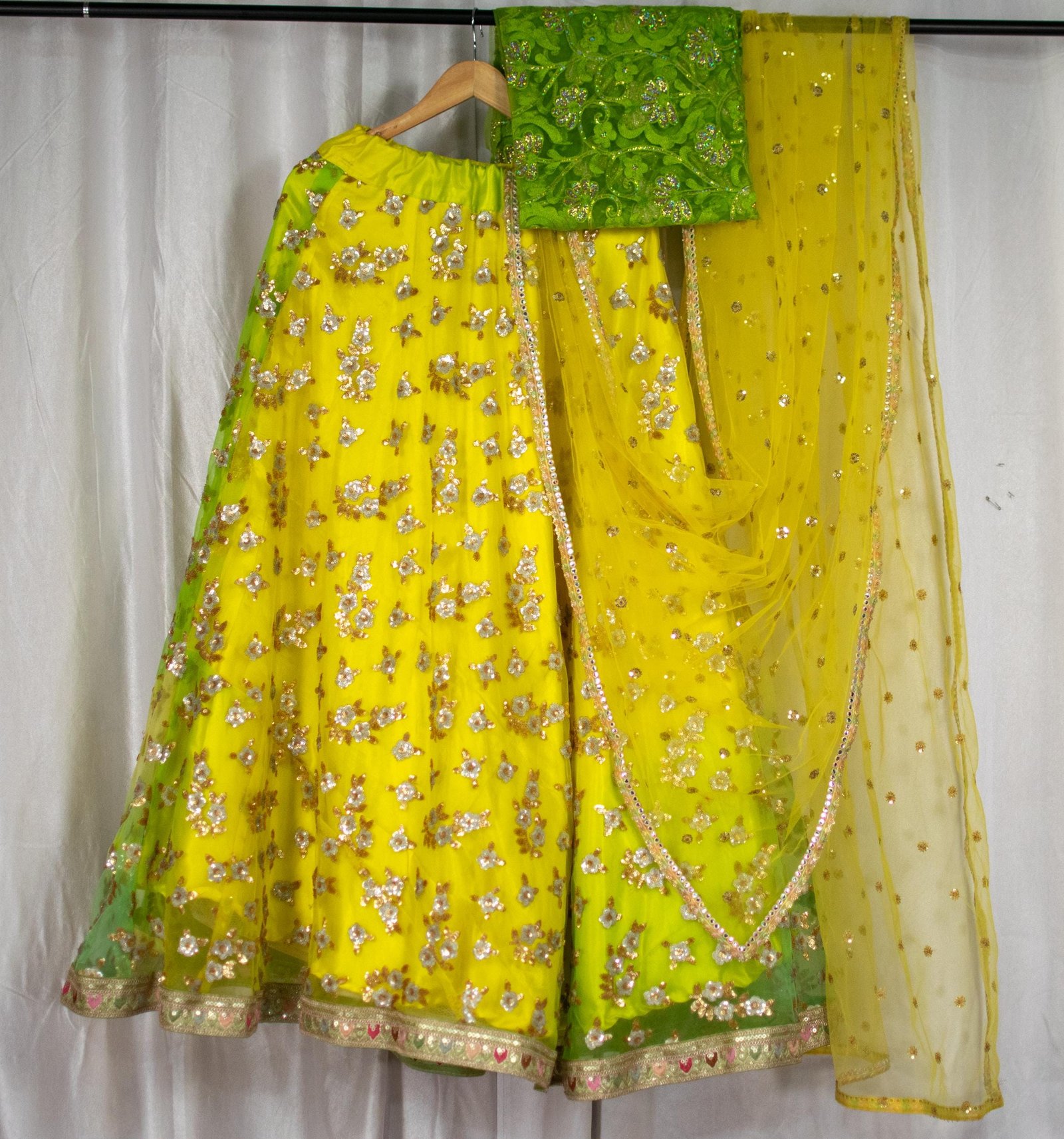 Yellow Bridal Haldi Ceremony Saree with Sequin Mirror Work - Image 4