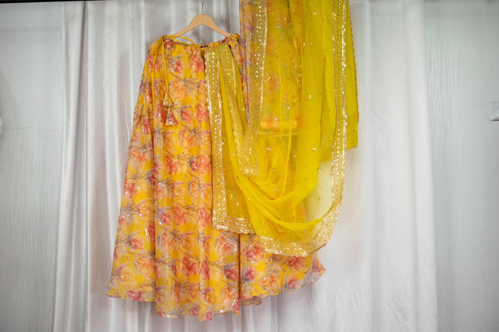 Yellow Organza Embroidered Lehenga Choli – Custom Made to Measure - Image 5