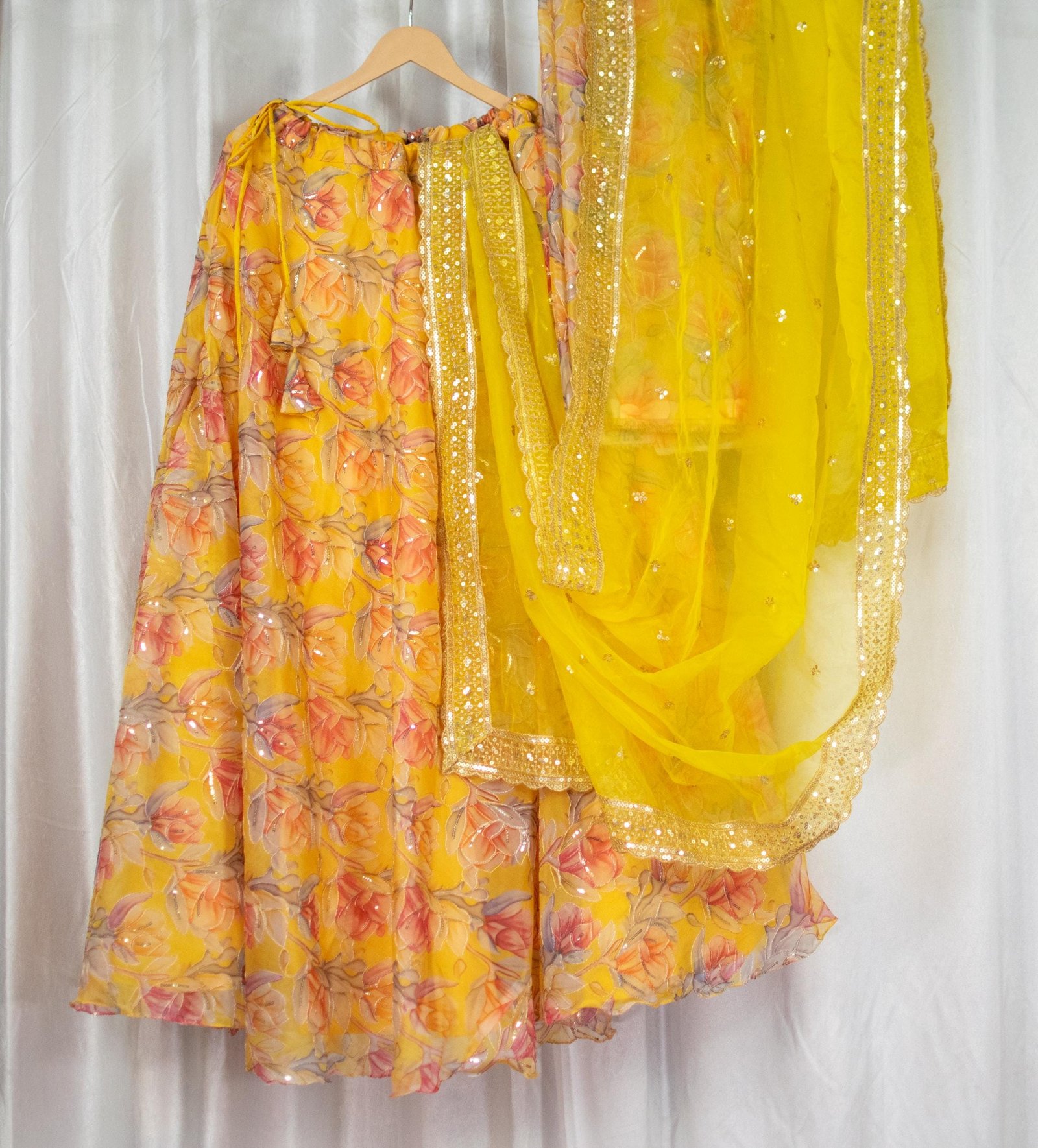 Yellow Organza Embroidered Lehenga Choli – Custom Made to Measure - Image 7