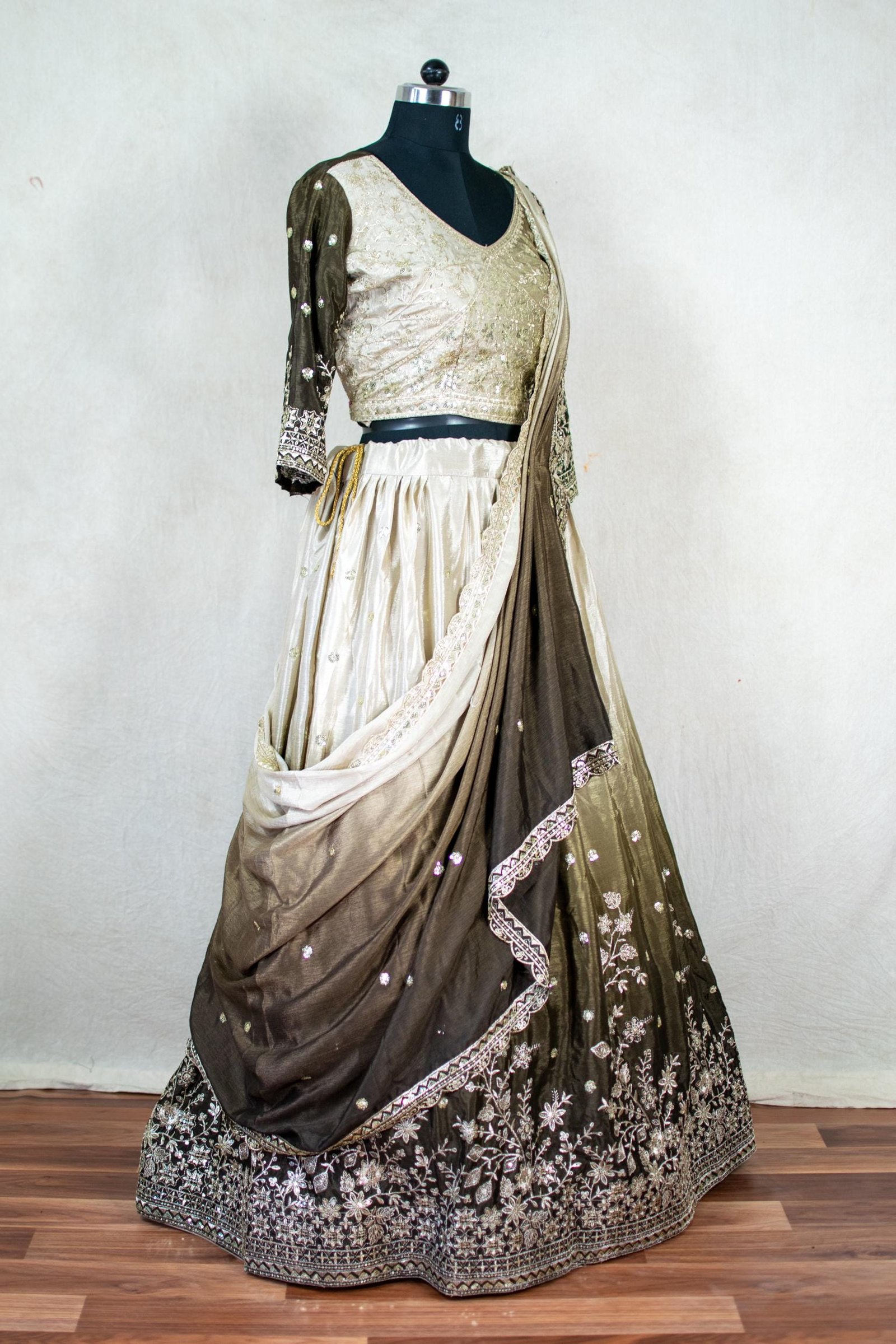 Cream Silk Embroidered Lehenga Choli – Custom Made to Measure - Image 6