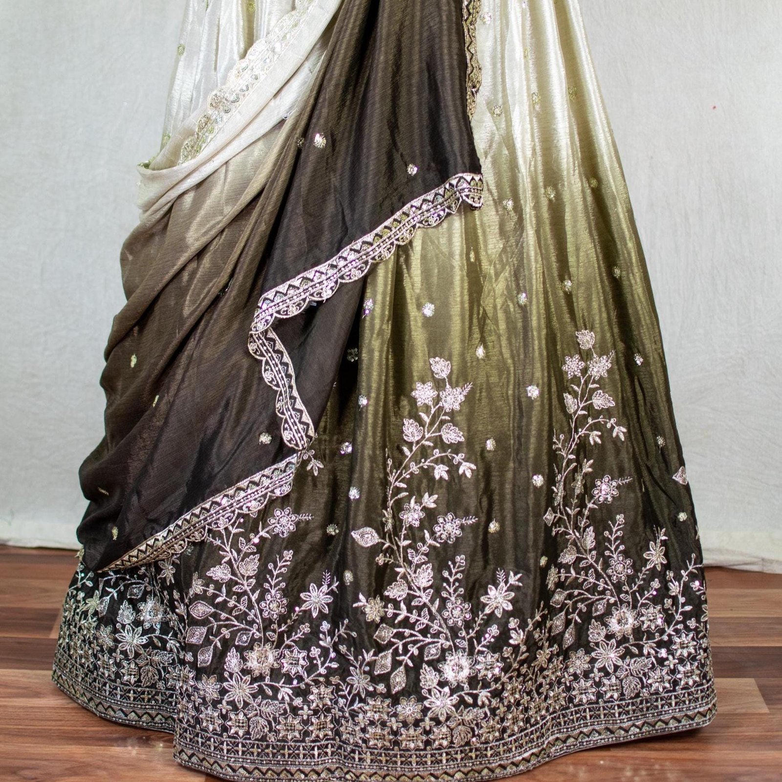 Cream Silk Embroidered Lehenga Choli – Custom Made to Measure