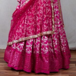 Rani Pink Banarasi Silk Lehenga Choli Set for Weddings & Festivities