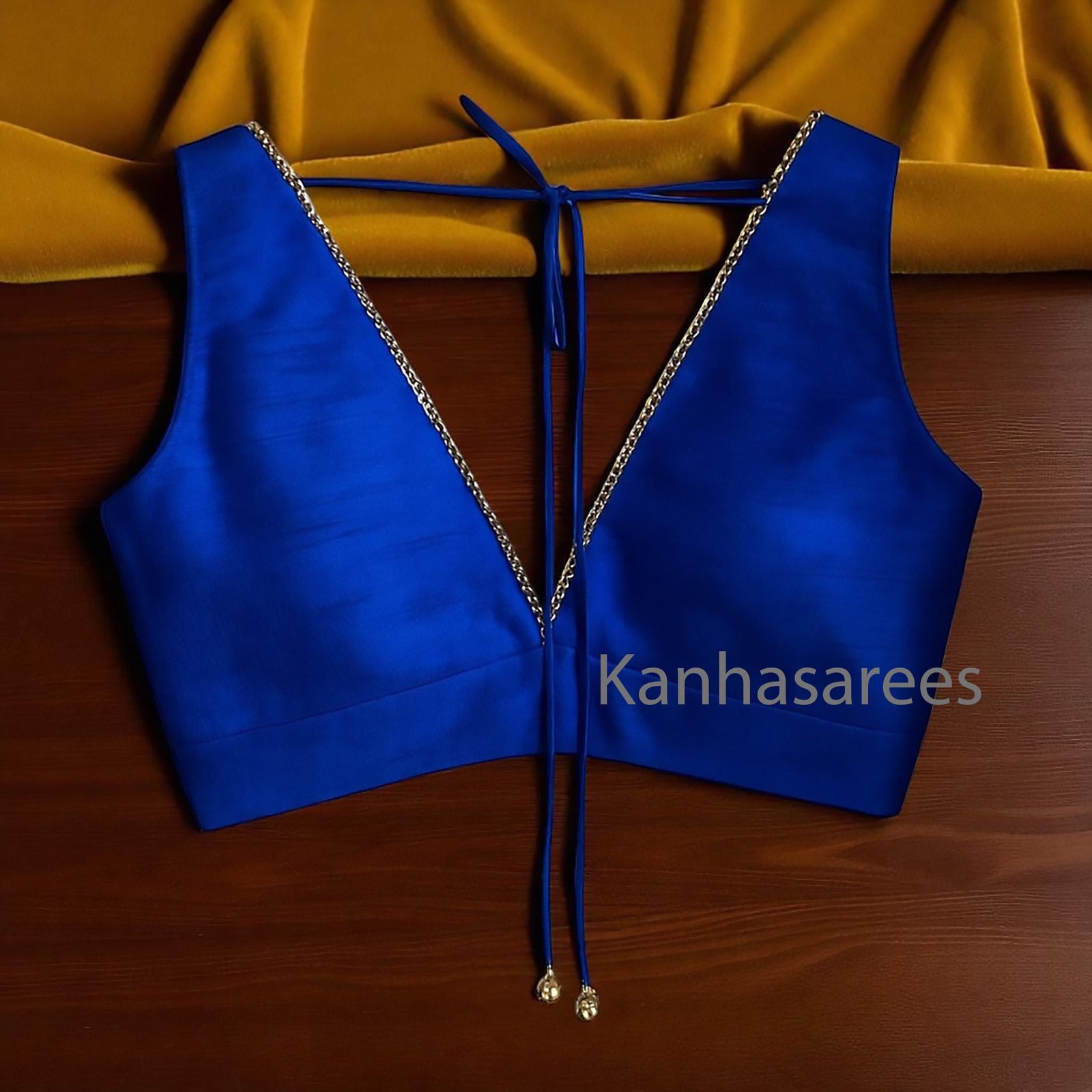 Blue Raw Silk Lehenga Choli (Design 2) – Custom Made to Measure - Image 5