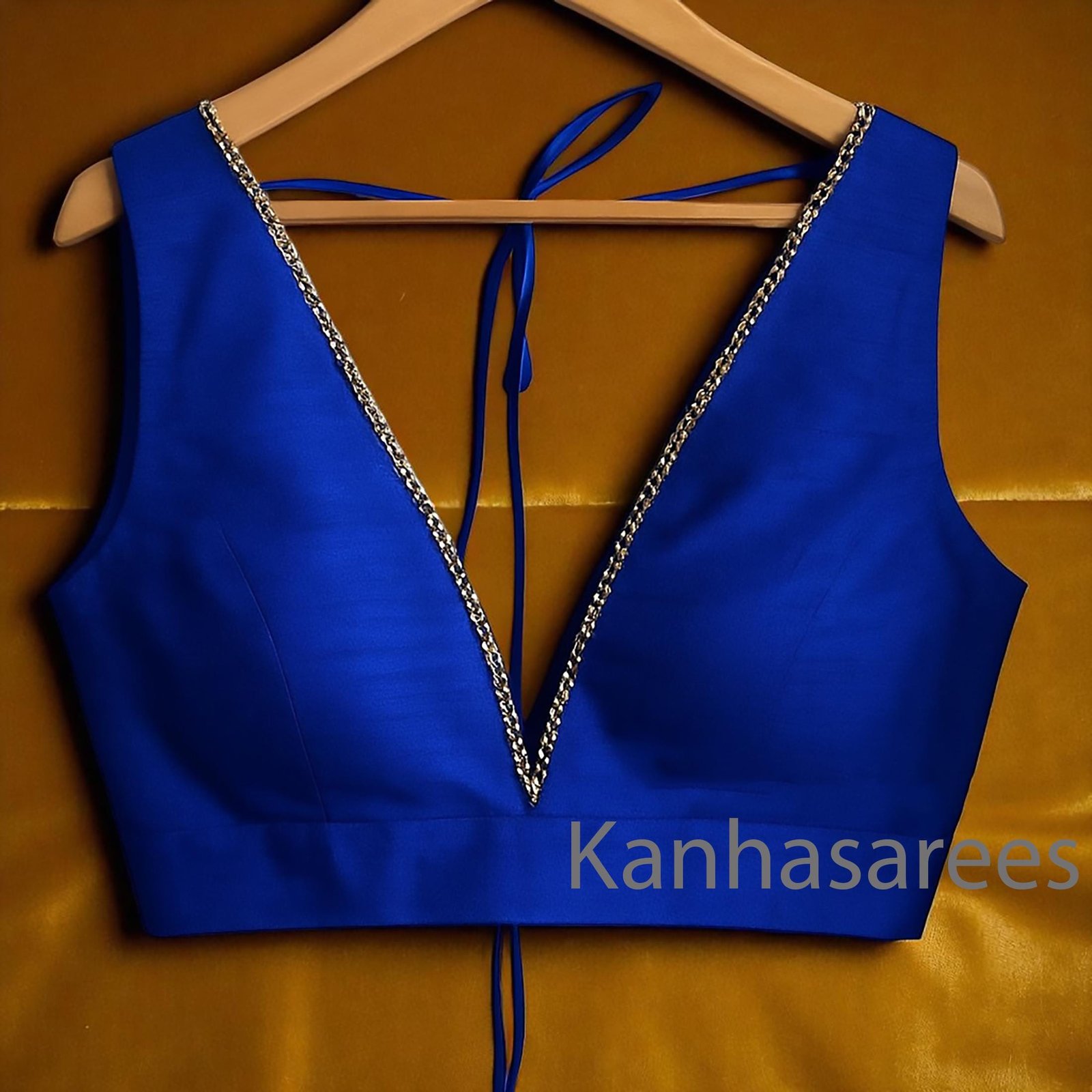 Blue Raw Silk Lehenga Choli (Design 2) – Custom Made to Measure - Image 4