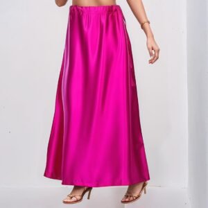 Fuchsia Satin Saree Petticoat - Smooth Adjustable Underskirt