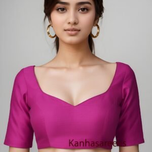 Custom Blended Raw Silk Saree Blouse with Sweetheart Neck Design