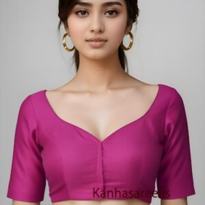 Custom Front Open Raw Silk Sweetheart Neck Blouse for Sarees