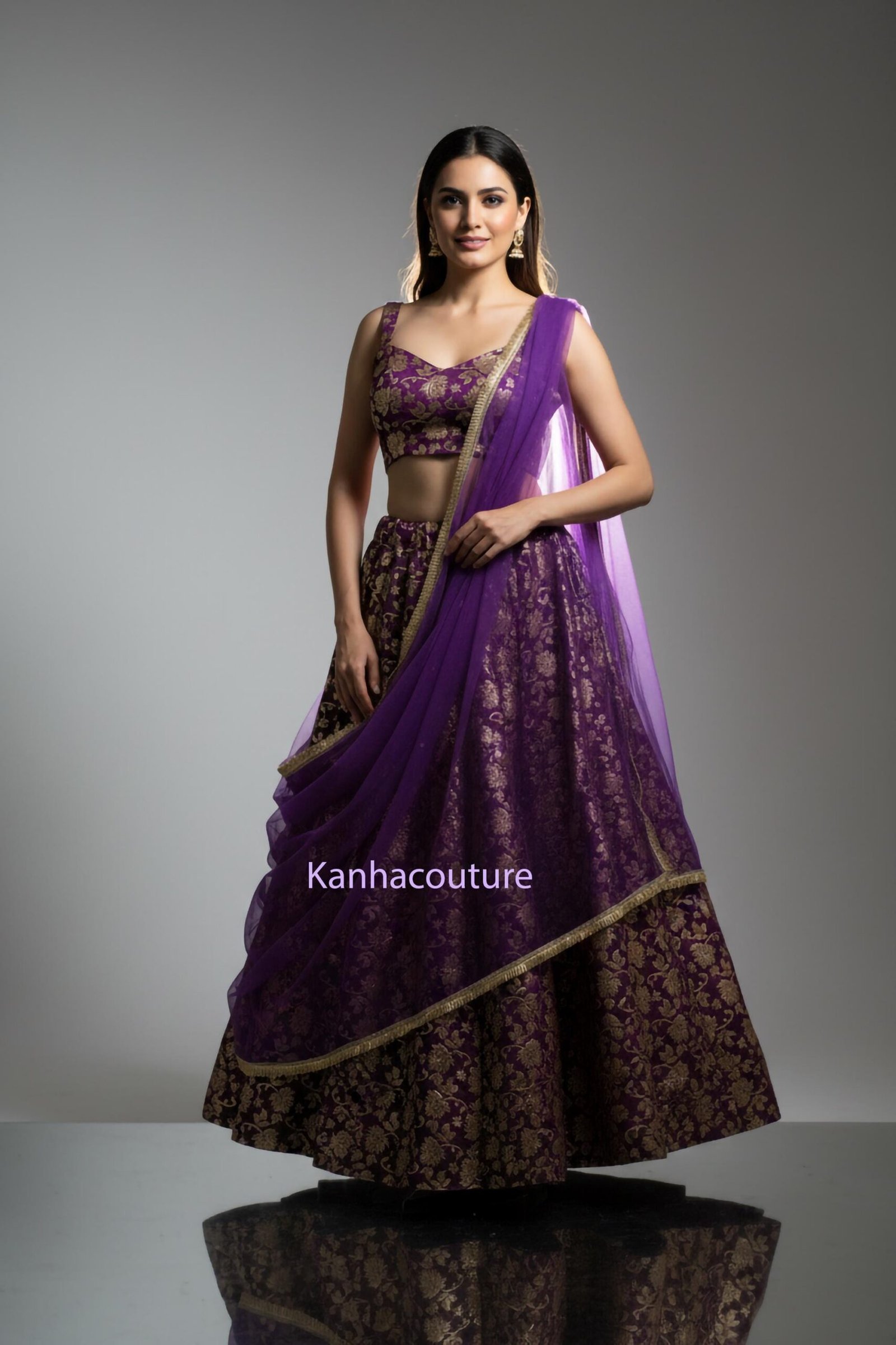 Purple Georgette Embroidery Lehenga Choli – Custom Made to Measure - Image 6