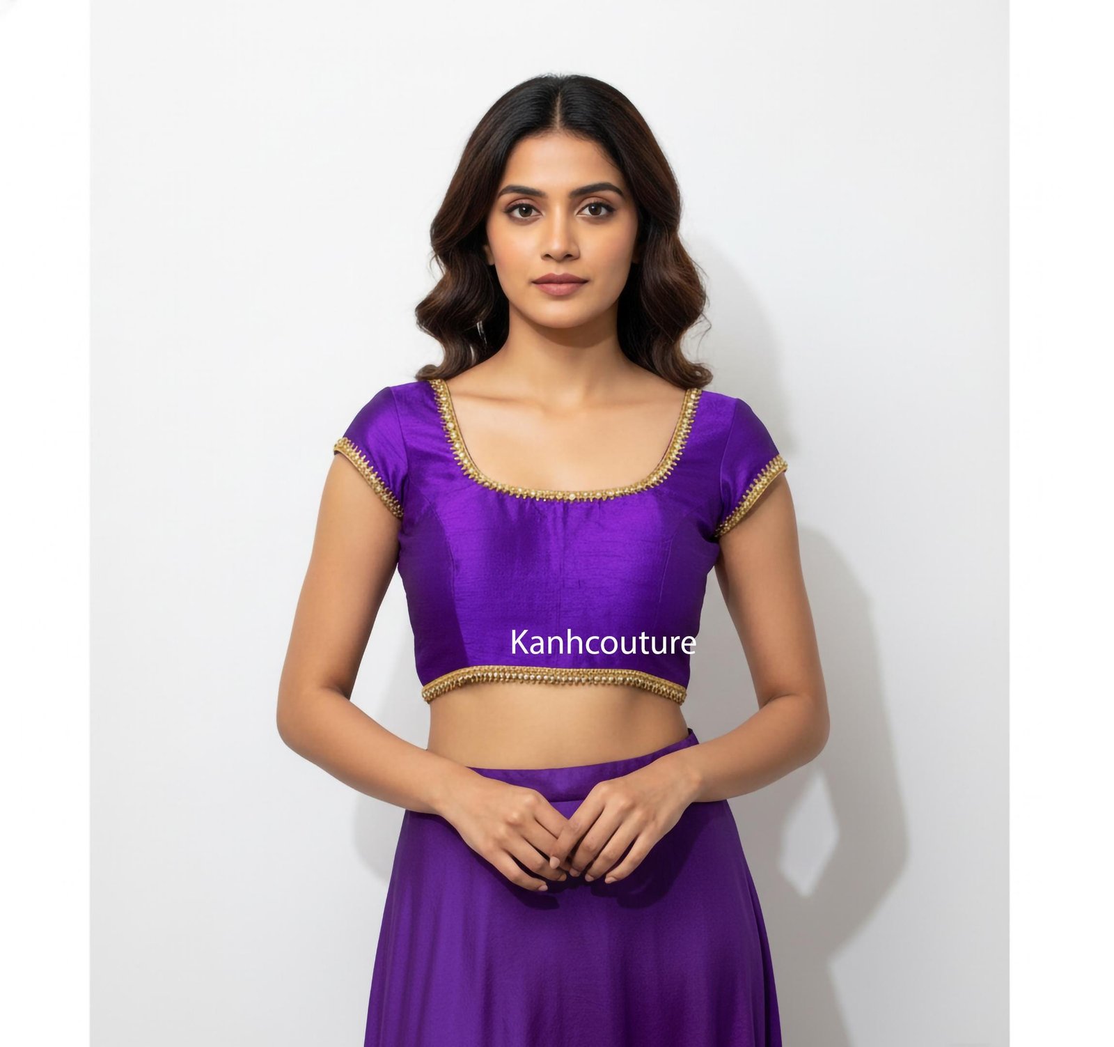 Purple Raw Silk Lehenga Choli (Design 3) – Custom Made to Measure - Image 2
