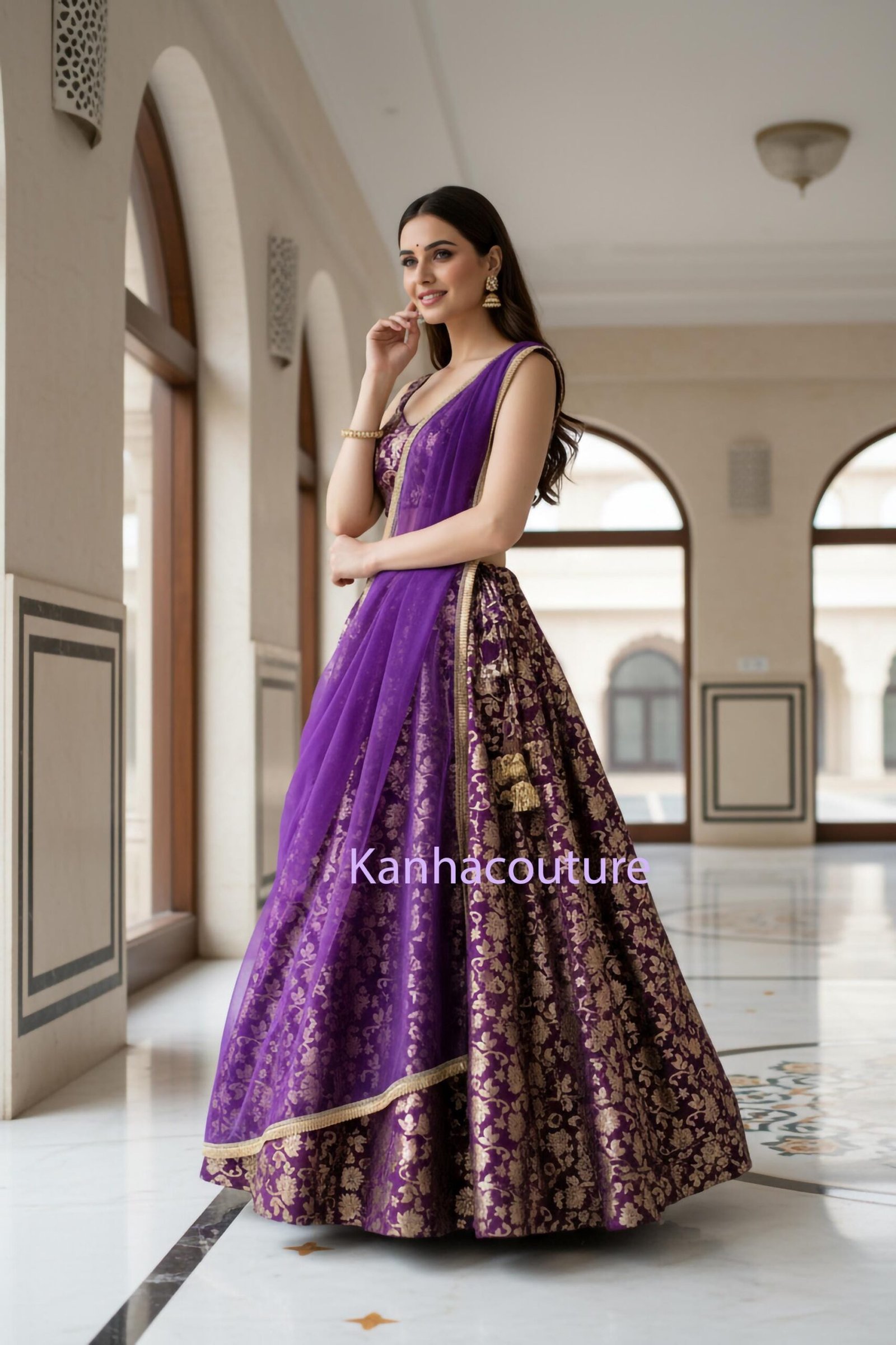 Purple Georgette Embroidery Lehenga Choli – Custom Made to Measure - Image 8