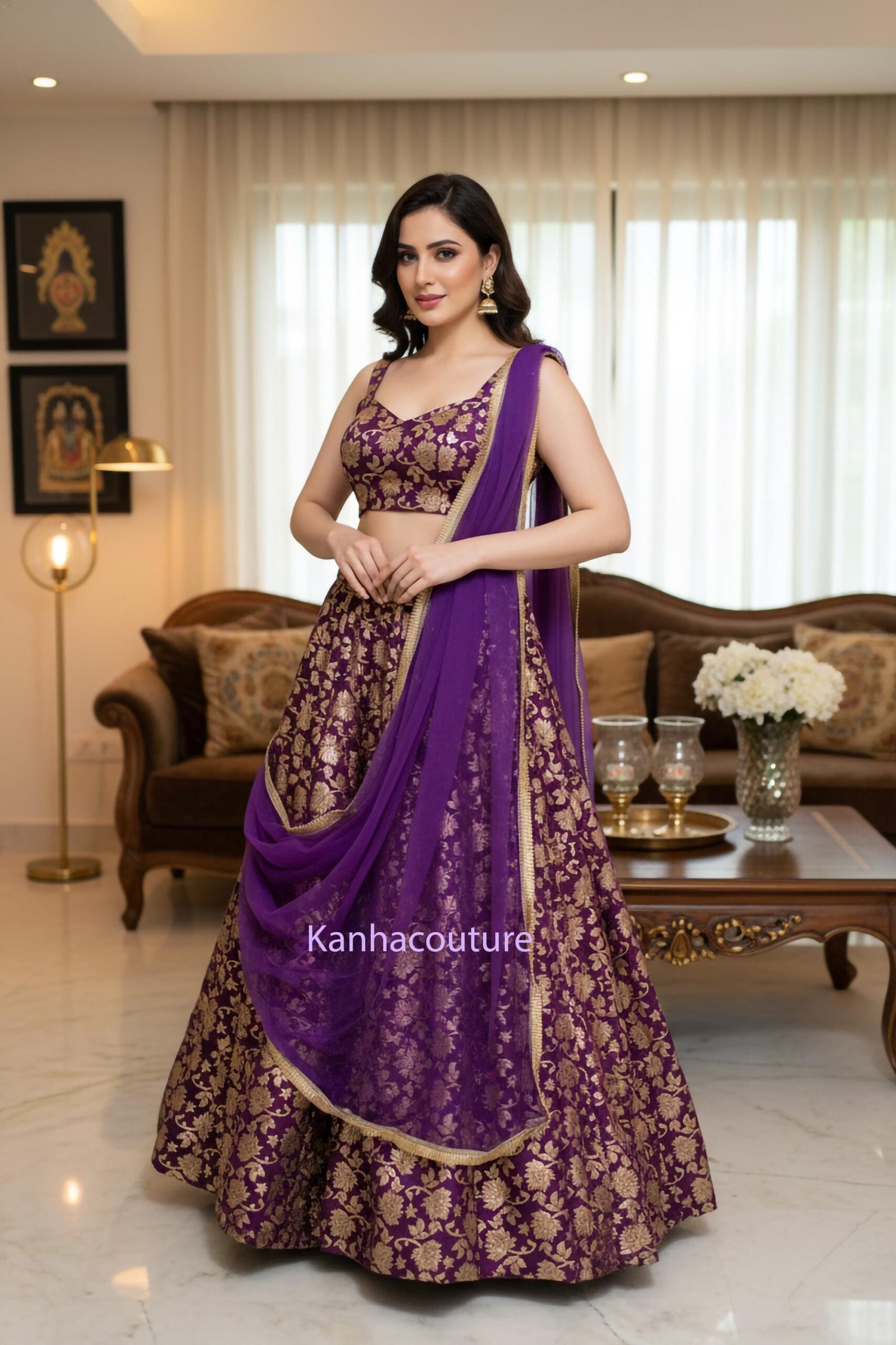 Purple Georgette Embroidery Lehenga Choli – Custom Made to Measure - Image 5