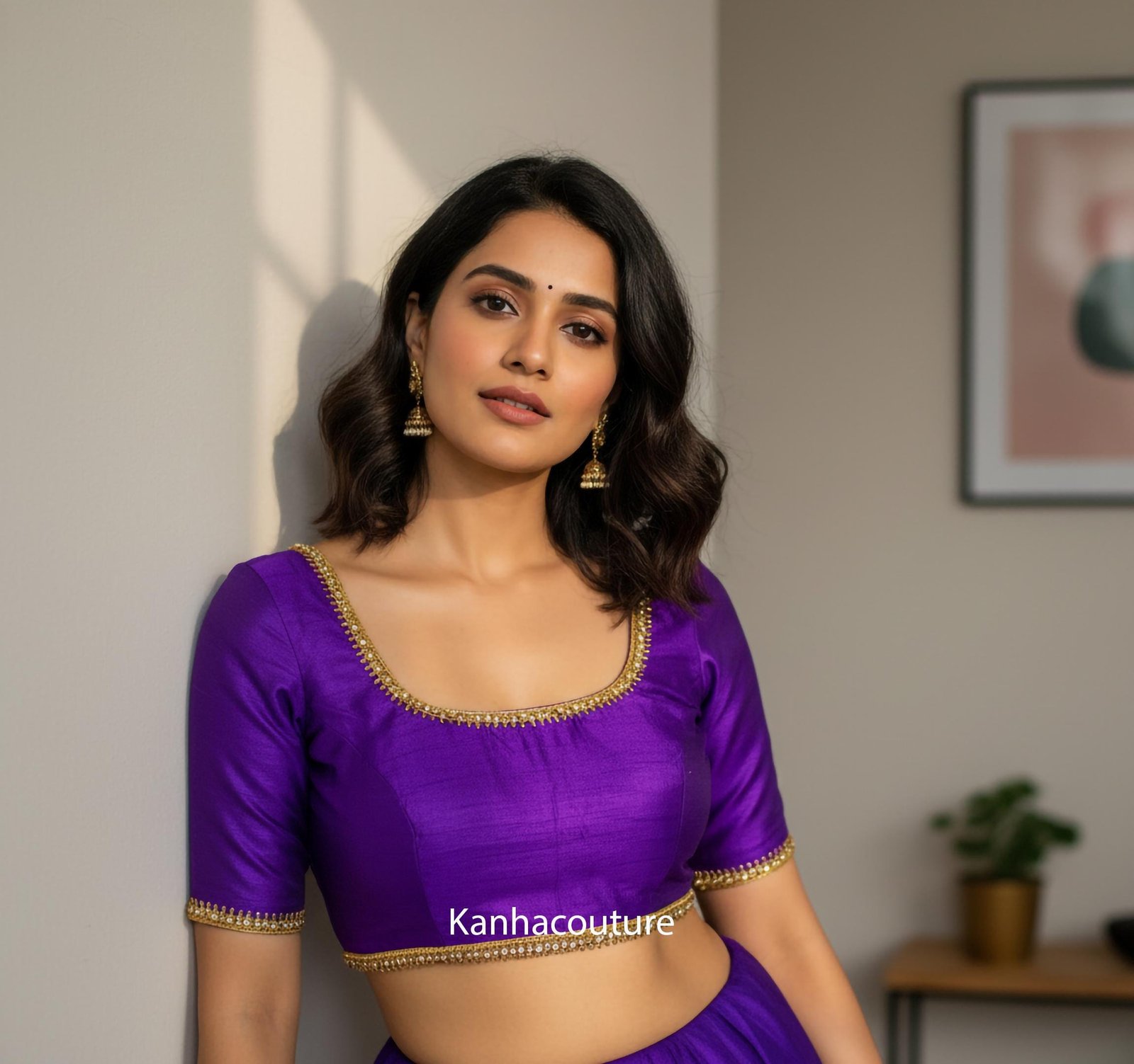 Purple Raw Silk Lehenga Choli (Design 3) – Custom Made to Measure - Image 6