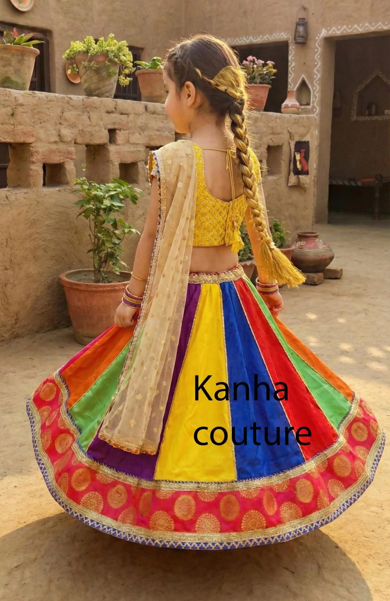 Multicolor Satin Kids Lehenga Choli – Custom Made to Measure - Image 2