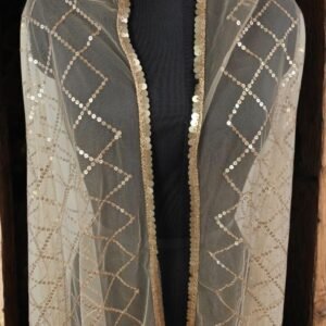 Gold Net Sequin Dupatta for Weddings - Stylish Festive Shawl