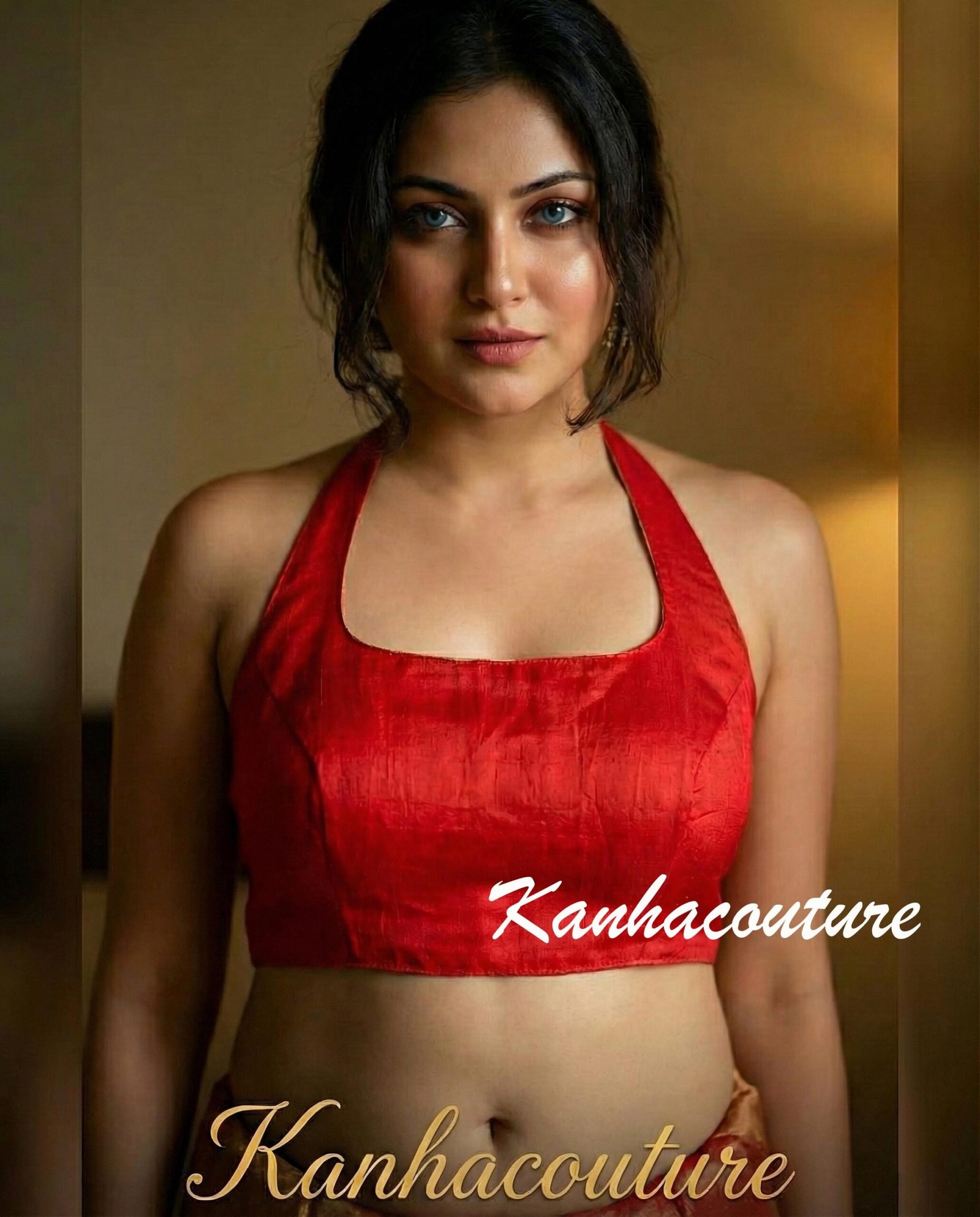 Red Raw Silk Saree Blouse (Design 2) – Custom Made to Measure - Image 2