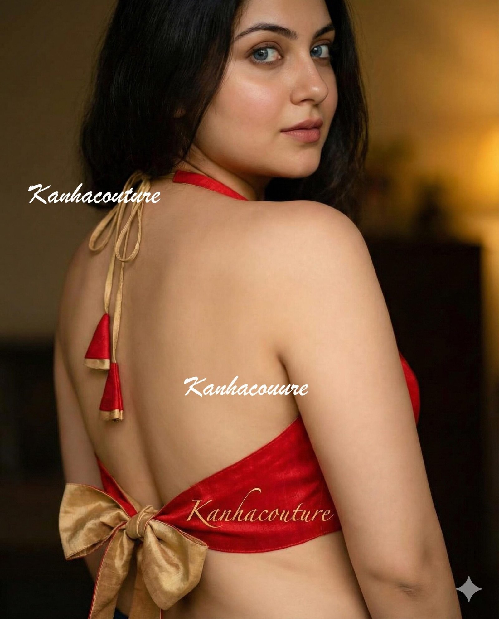 Red Raw Silk Saree Blouse (Design 2) – Custom Made to Measure