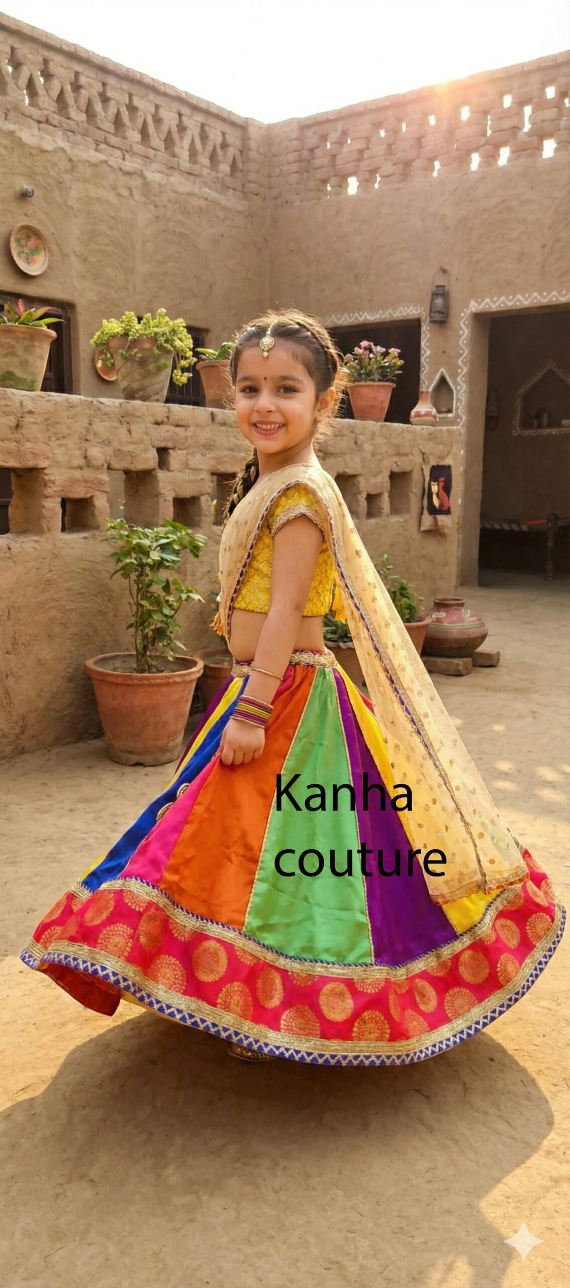 Multicolor Satin Kids Lehenga Choli – Custom Made to Measure - Image 6