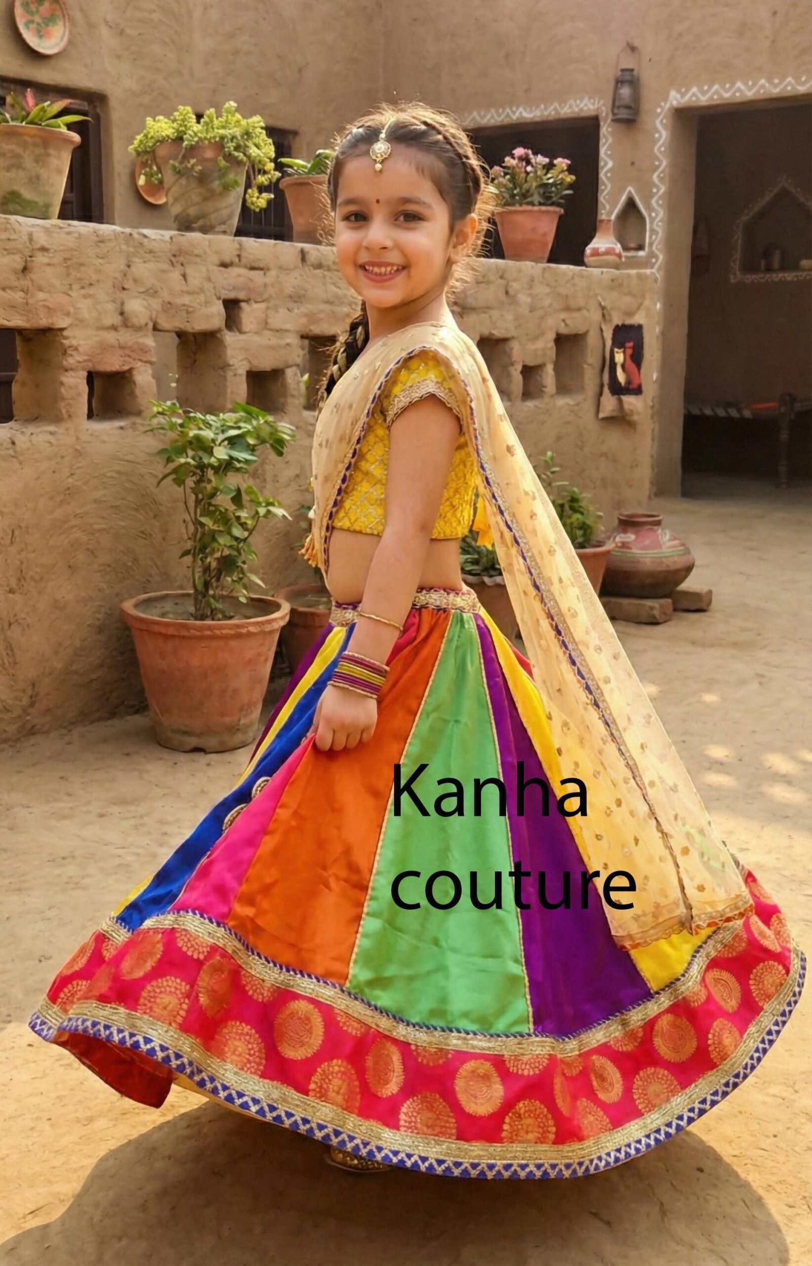 Multicolor Satin Kids Lehenga Choli – Custom Made to Measure - Image 7