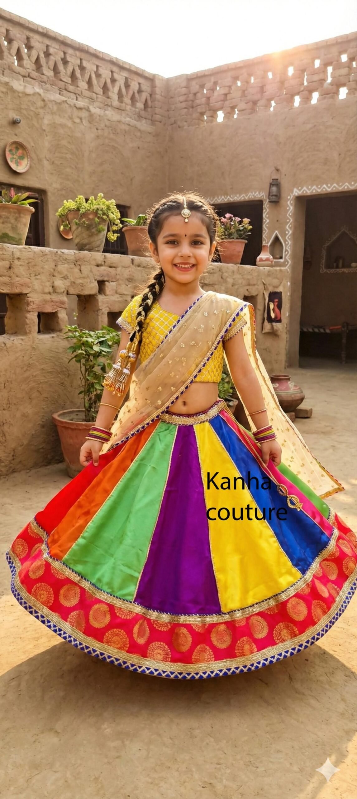 Multicolor Satin Kids Lehenga Choli – Custom Made to Measure - Image 8