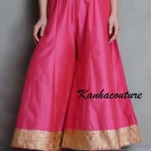 Handmade Pink Raw Silk Palazzo Pants - Elegant Wedding Wear
