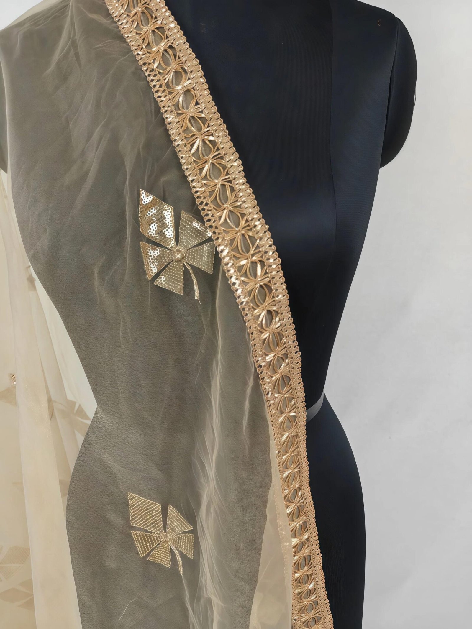Gold Net Embroidered Lehenga Choli – Custom Made to Measure - Image 5