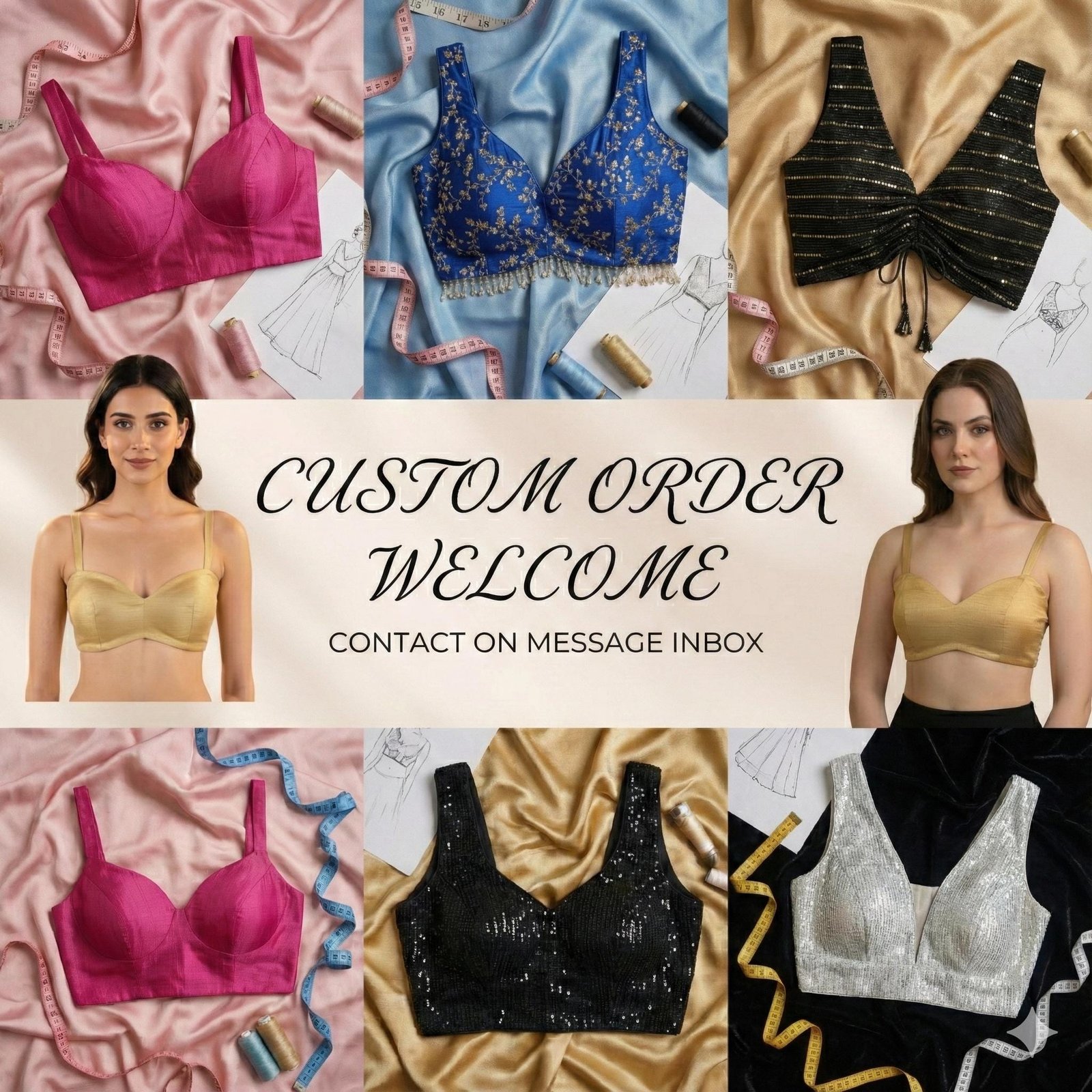 Silver Sequin Saree Blouse (Design 2) – Custom Made to Measure - Image 9