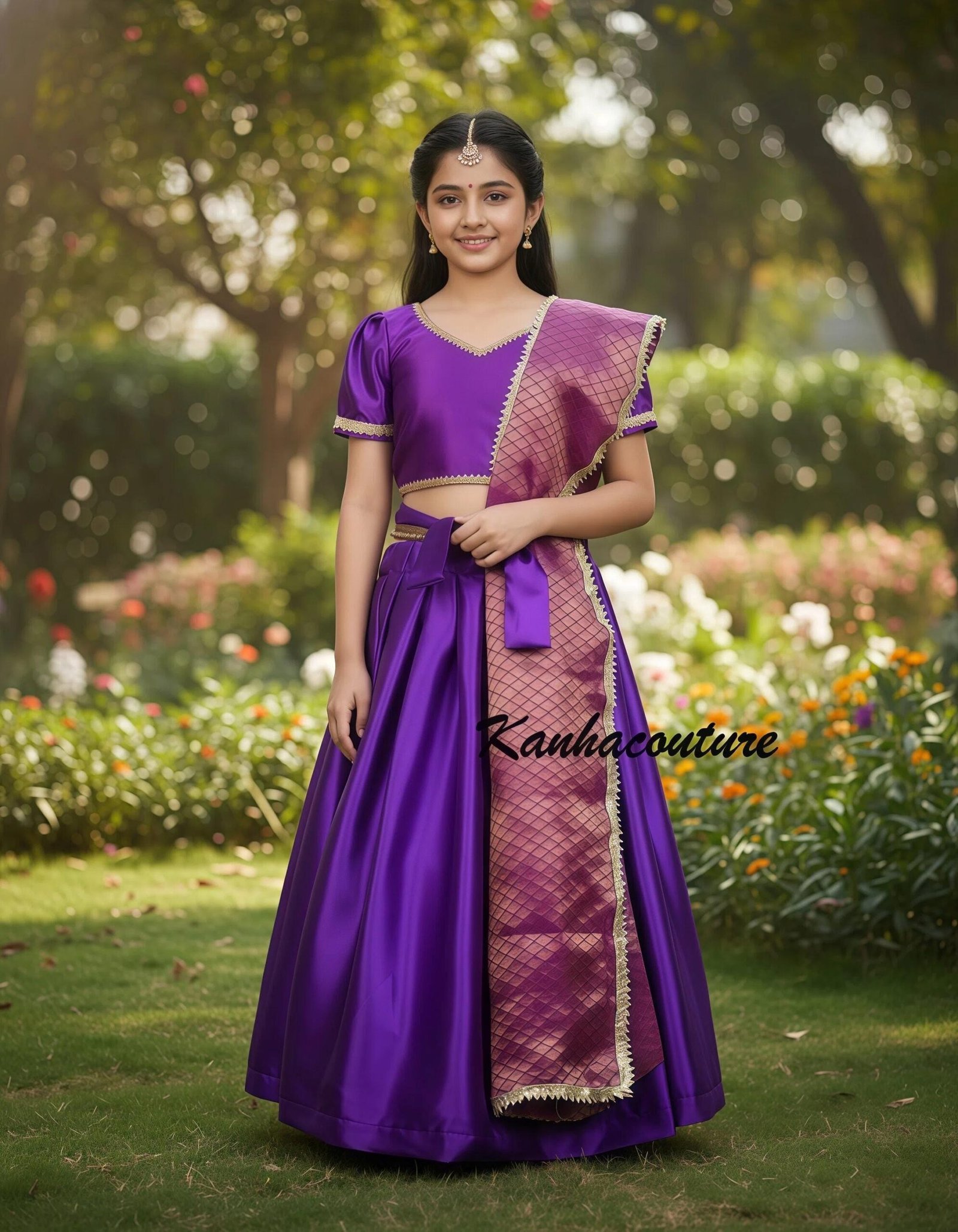 Purple Embroidered Kids Lehenga Choli – Custom Made to Measure - Image 7